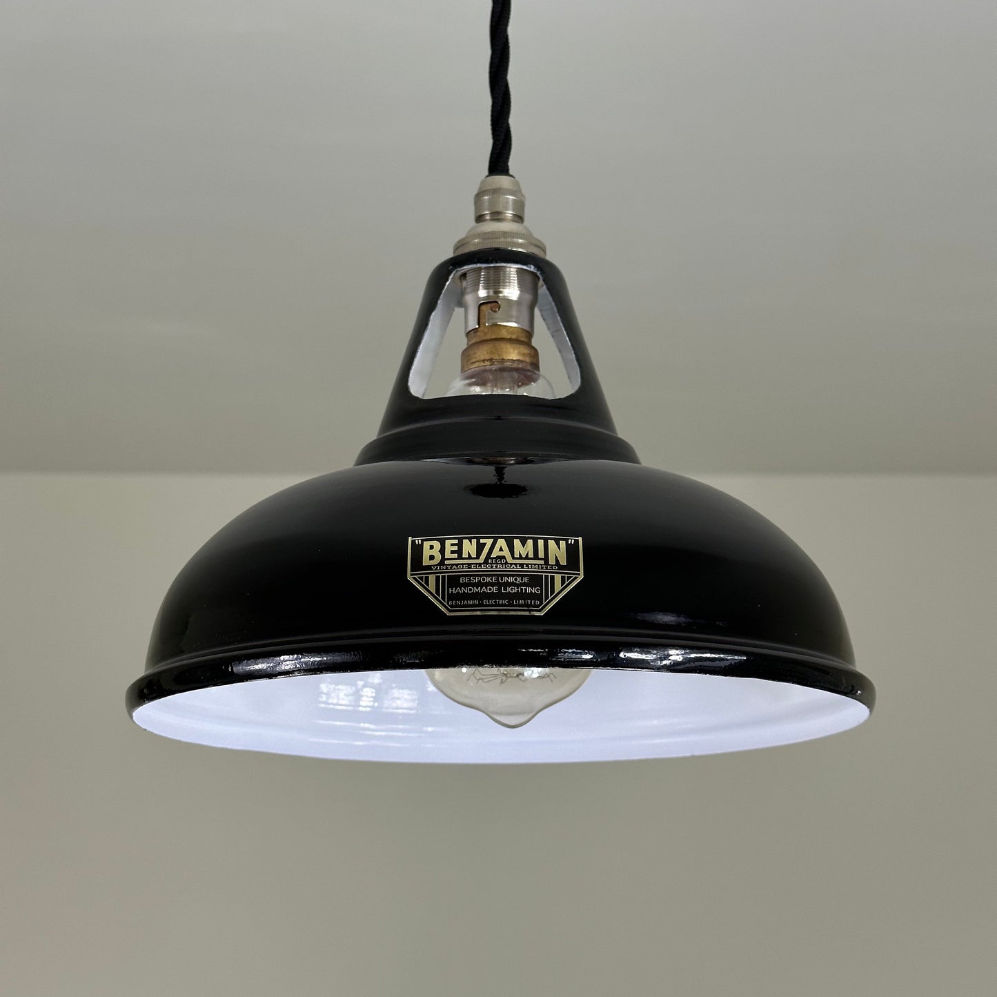 Cawston Small ~ Midnight Black Solid Industrial Slotted Design Shade Pendant Light | Ceiling Dining Room | Kitchen Table | Vintage 9 Inch