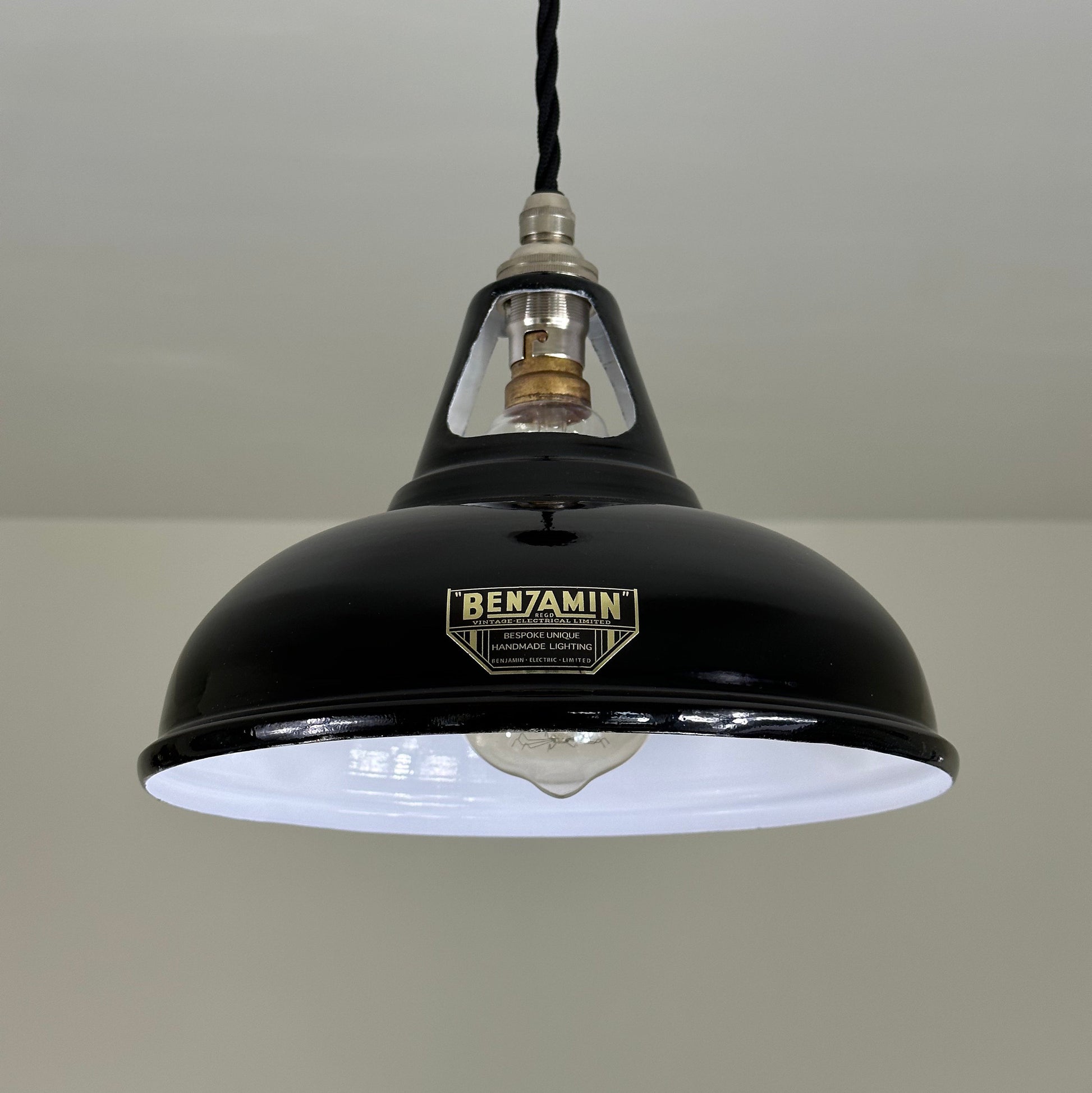 Cawston Small ~ Midnight Black Solid Industrial Slotted Design Shade Pendant Light | Ceiling Dining Room | Kitchen Table | Vintage 9 Inch