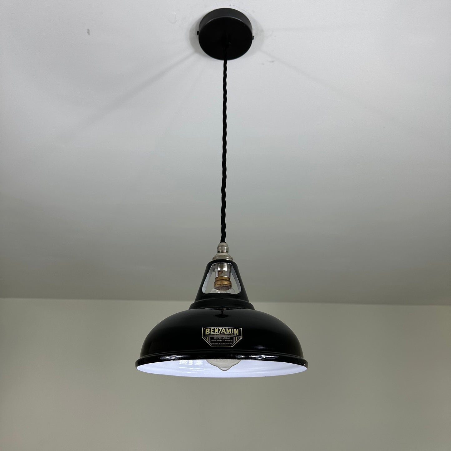 Cawston Small ~ Midnight Black Solid Industrial Slotted Design Shade Pendant Light | Ceiling Dining Room | Kitchen Table | Vintage 9 Inch