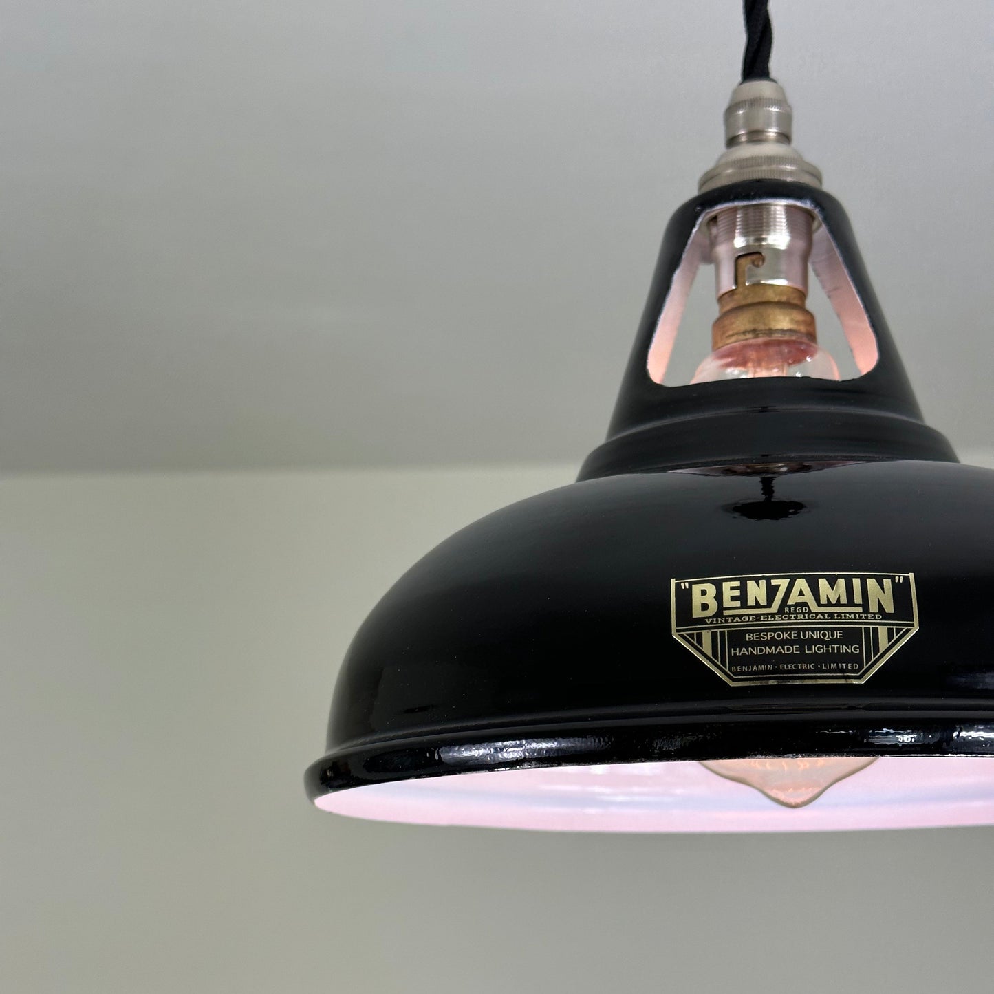 Cawston Small ~ Midnight Black Solid Industrial Slotted Design Shade Pendant Light | Ceiling Dining Room | Kitchen Table | Vintage 9 Inch