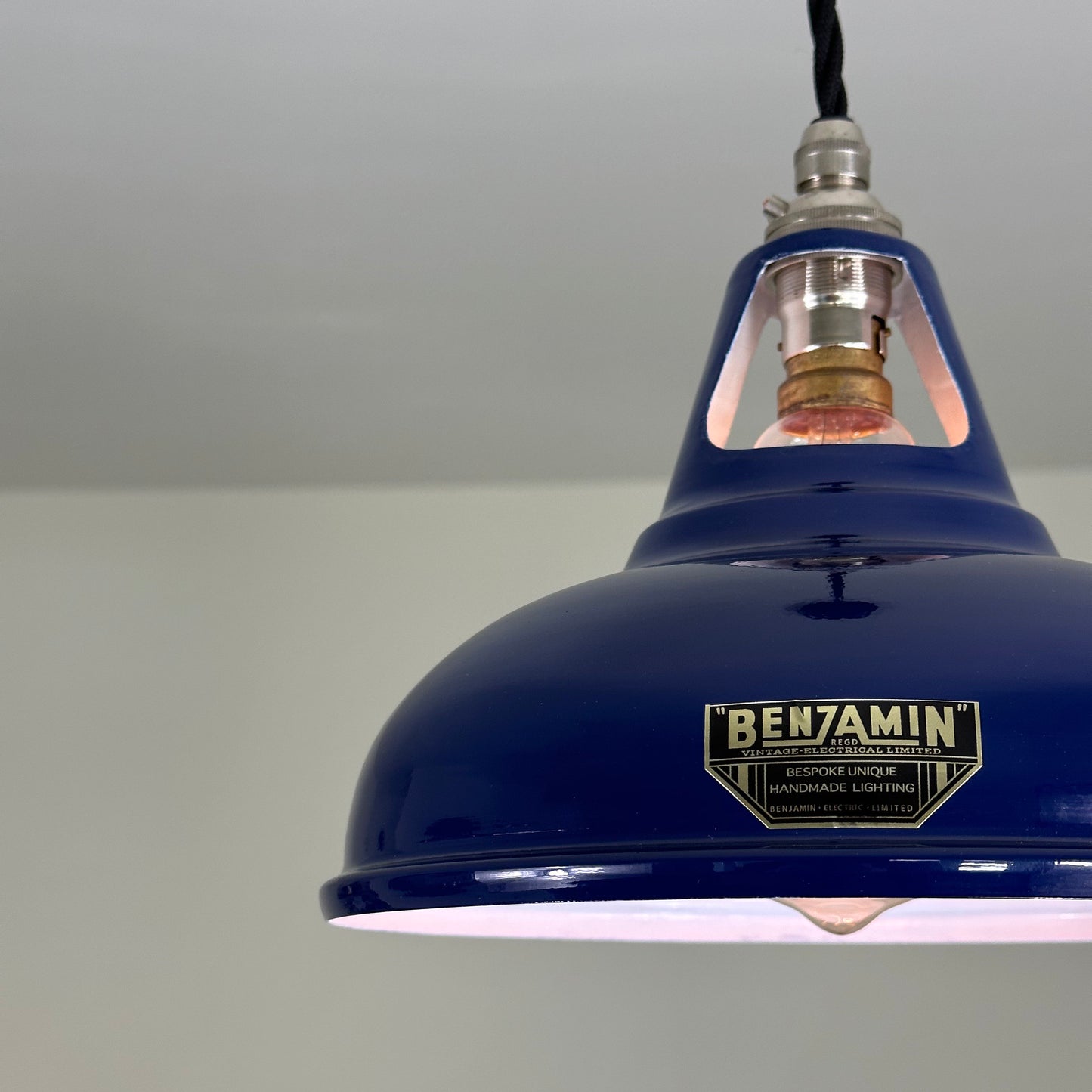 Cawston Small ~ Blue Solid Industrial 1932 Design Shade Pendant Set Light | Ceiling Dining Room | Kitchen Table | Vintage 9 Inch