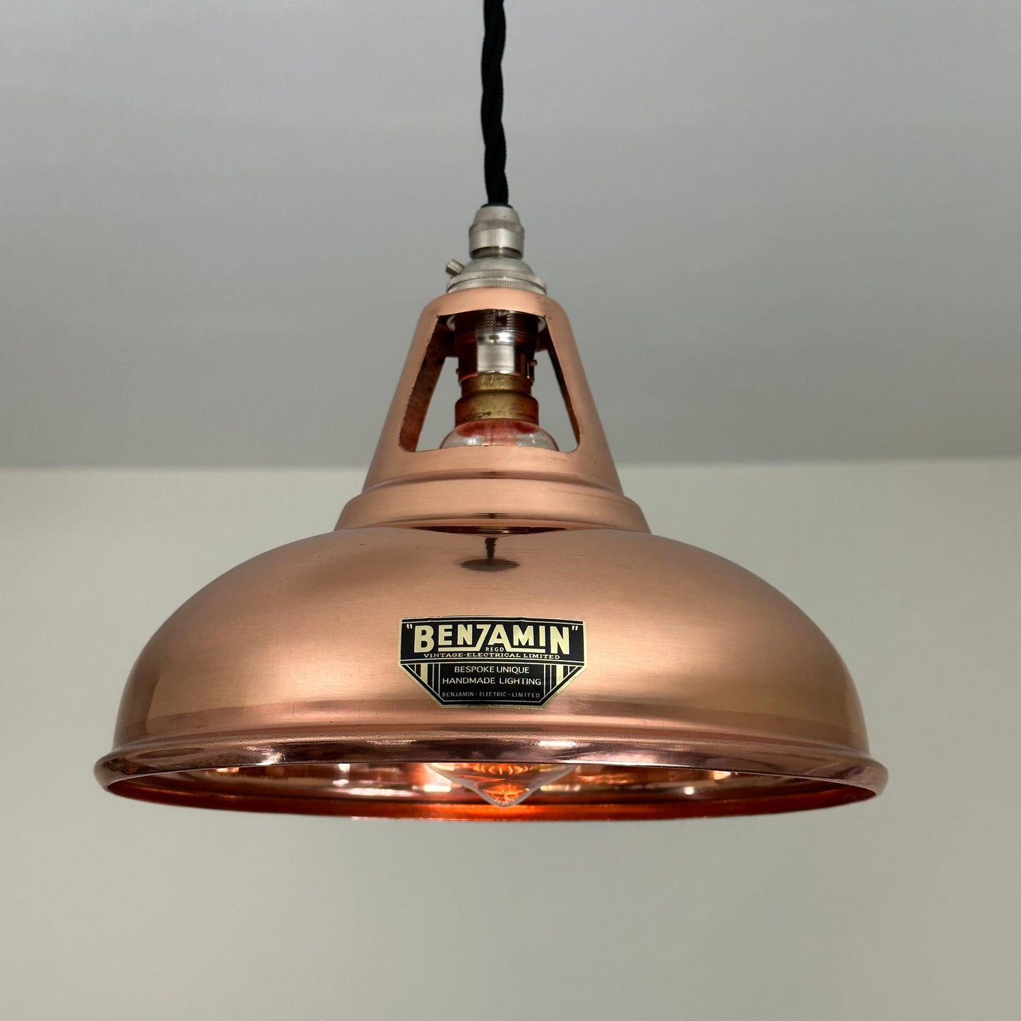 Cawston Small ~ Solid Copper Lamp Shade 1932 Design Pendant Set Light | Dining Room Ceiling | Kitchen Table | Vintage Industrial | 9 Inch