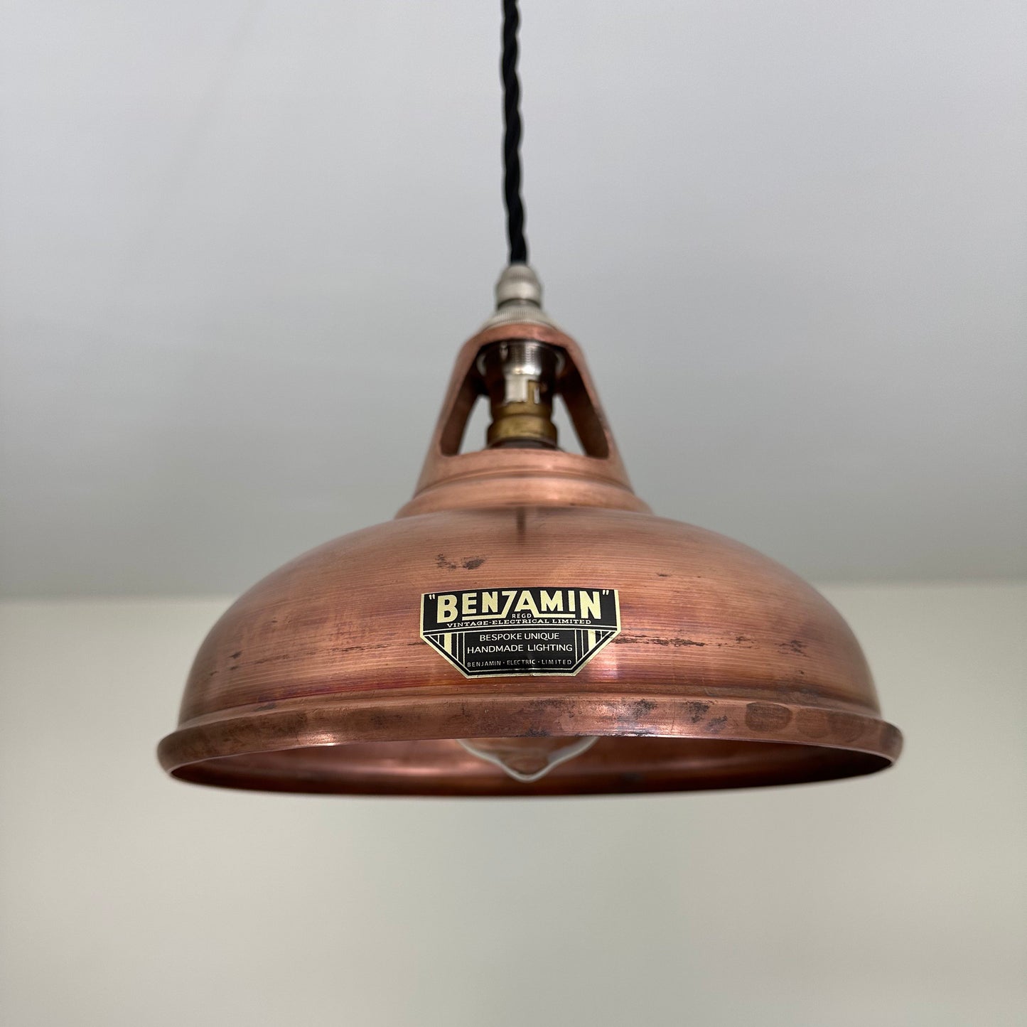 Cawston Small ~ Antique Copper Lampshade Slotted Design Pendant Ceiling Light ~ 9 Inch