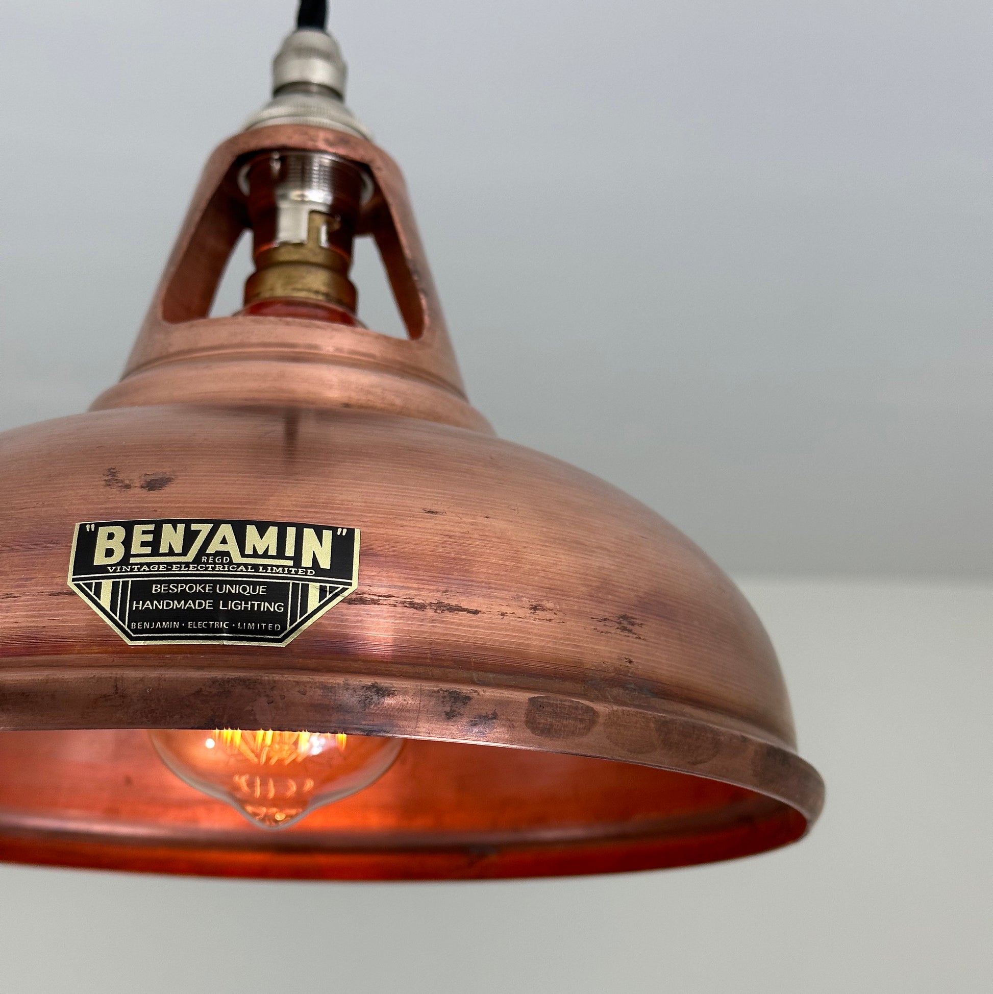 Cawston Small ~ Antique Copper Lampshade Slotted Design Pendant Ceiling Light ~ 9 Inch