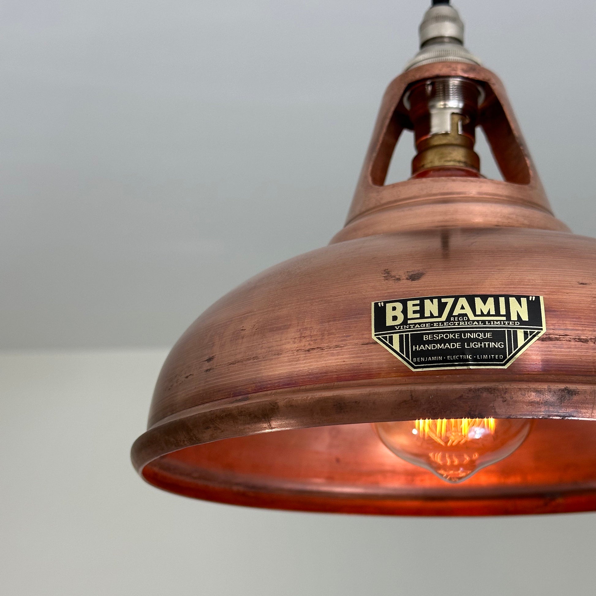 Cawston Small ~ Antique Copper Lampshade Slotted Design Pendant Ceiling Light ~ 9 Inch