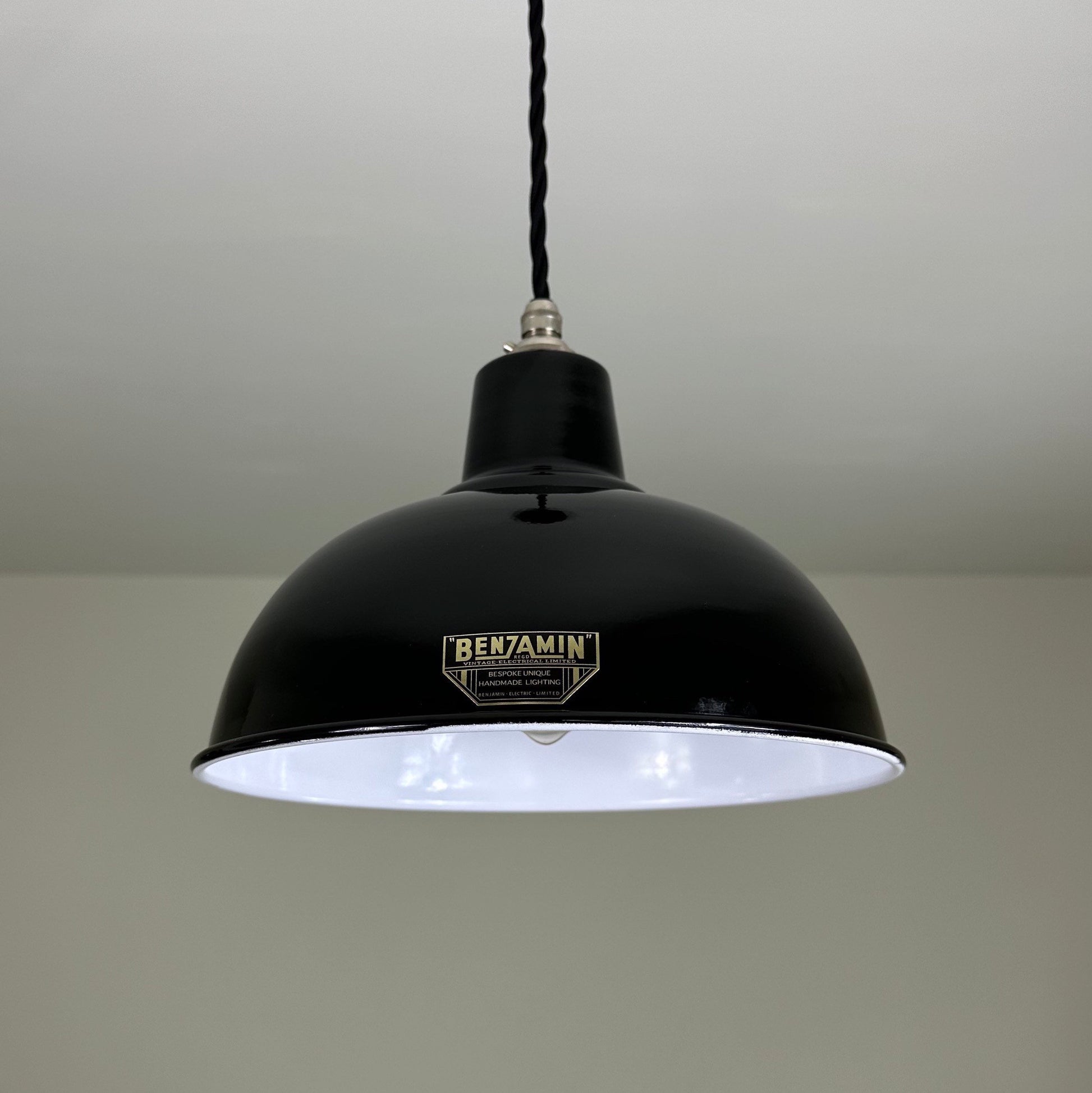 Salthouse ~ Midnight Black Industrial factory shade light ceiling dining room kitchen table vintage edison filament lamps pendant 10 Inch
