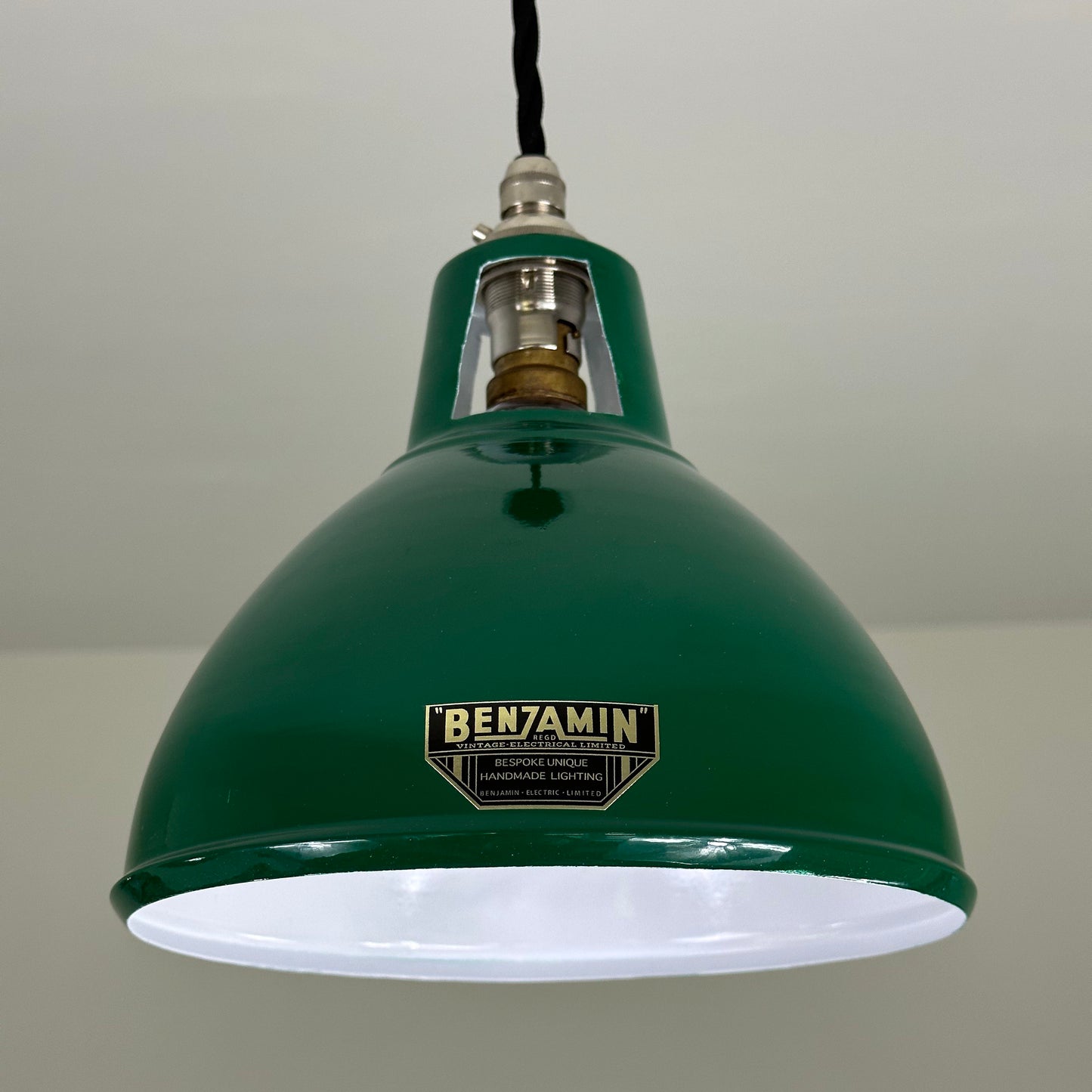 Shropham ~ Small Racing Green Solid Shade Design Pendant Set Light | Ceiling Dining Room | Kitchen Table | Vintage Industrial | 8 Inch