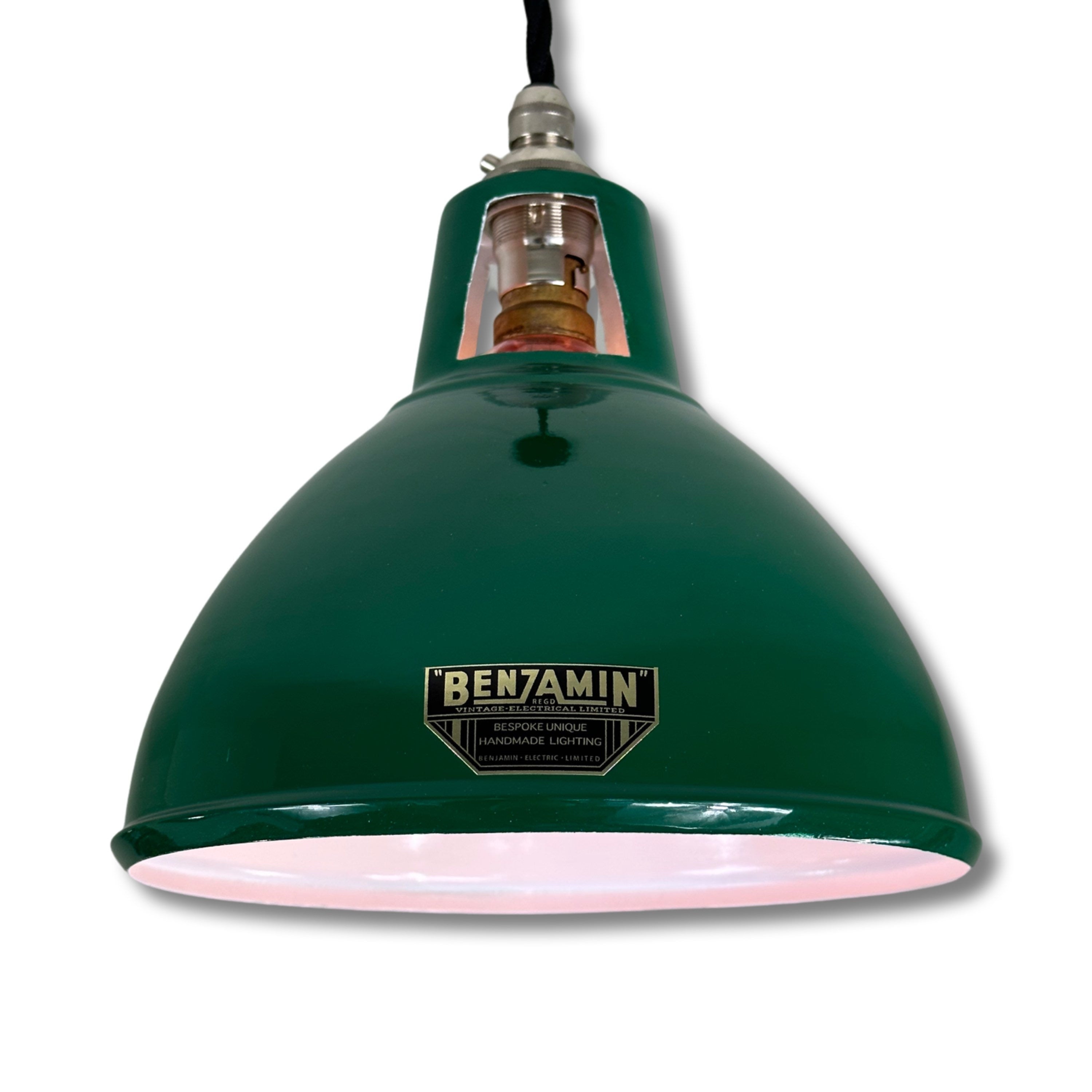 Shropham Worn Racing Green Lampshade Pendant Ceiling Light 8