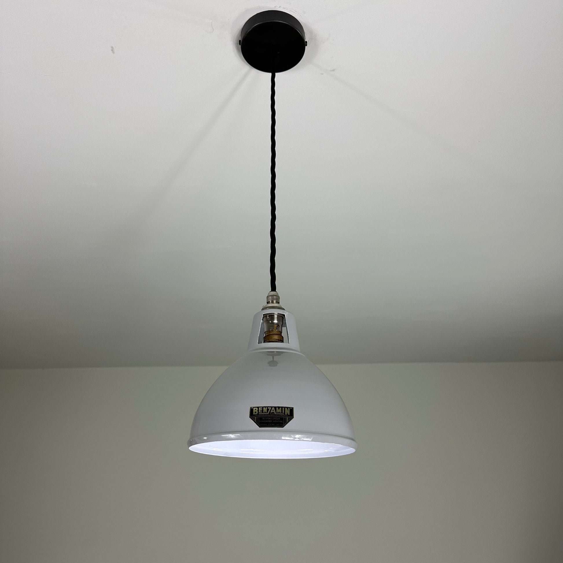 Shropham ~ Small Original Grey Solid Shade Design Pendant Set Light | Ceiling Dining Room | Kitchen Table | Vintage Industrial | 8 Inch