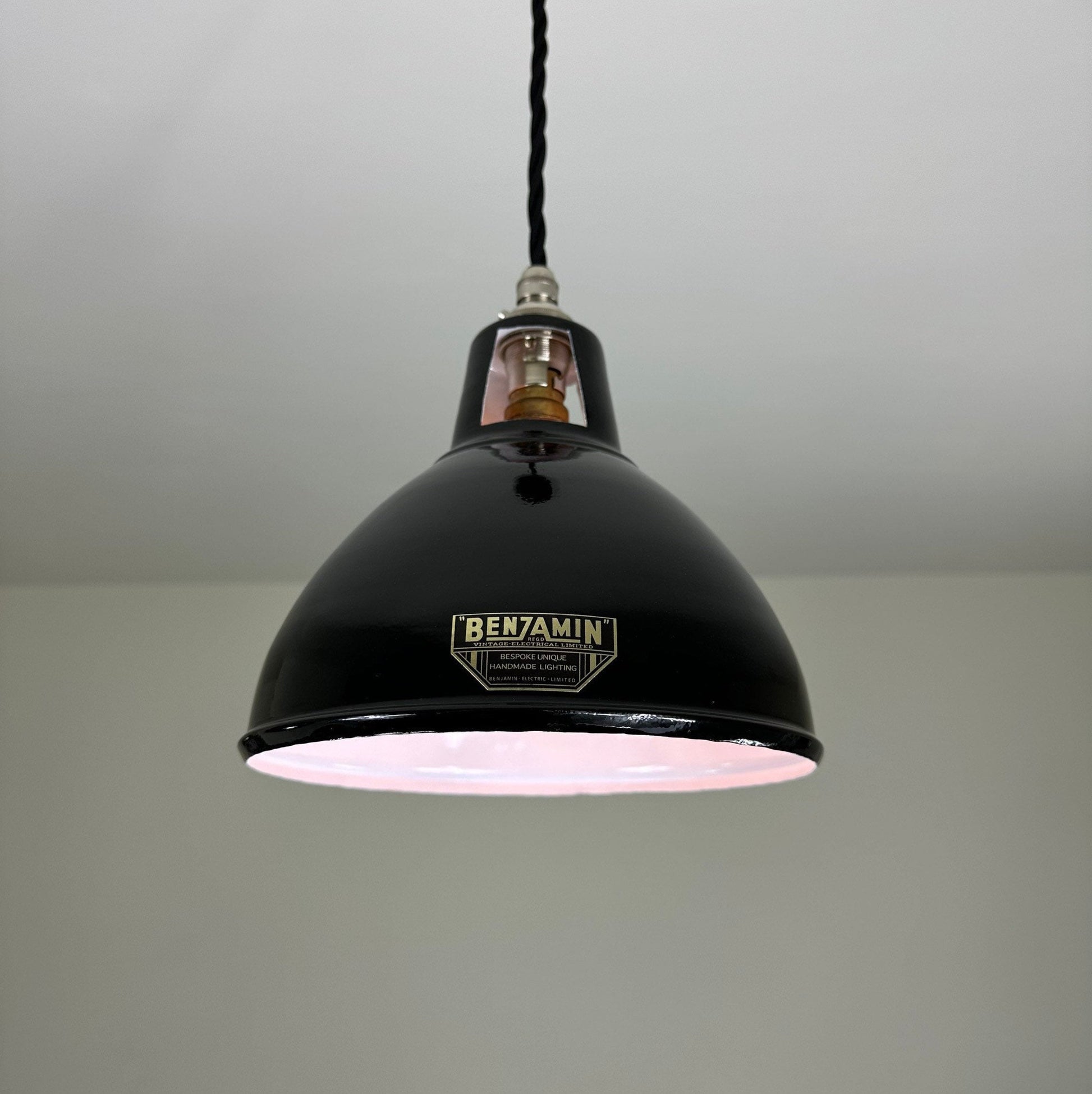 Shropham ~ Small Midnight Black Solid Shade Design Pendant Set Light | Ceiling Dining Room | Kitchen Table | Vintage Industrial | 8 Inch