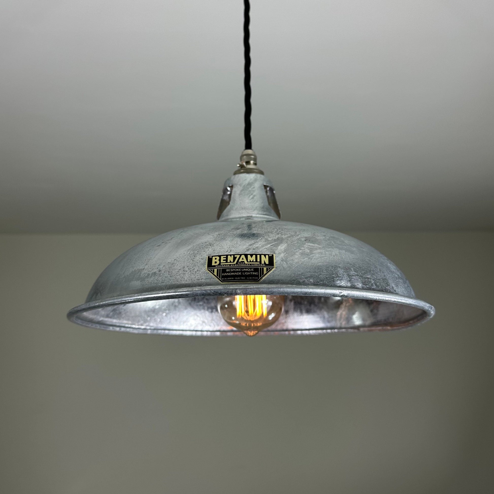 Sedgeford Coolie ~ Galvanised Solid SteeI Industrial Shade Pendant Set Light | Ceiling Dining Room | Kitchen Table | Vintage Filament Bulb