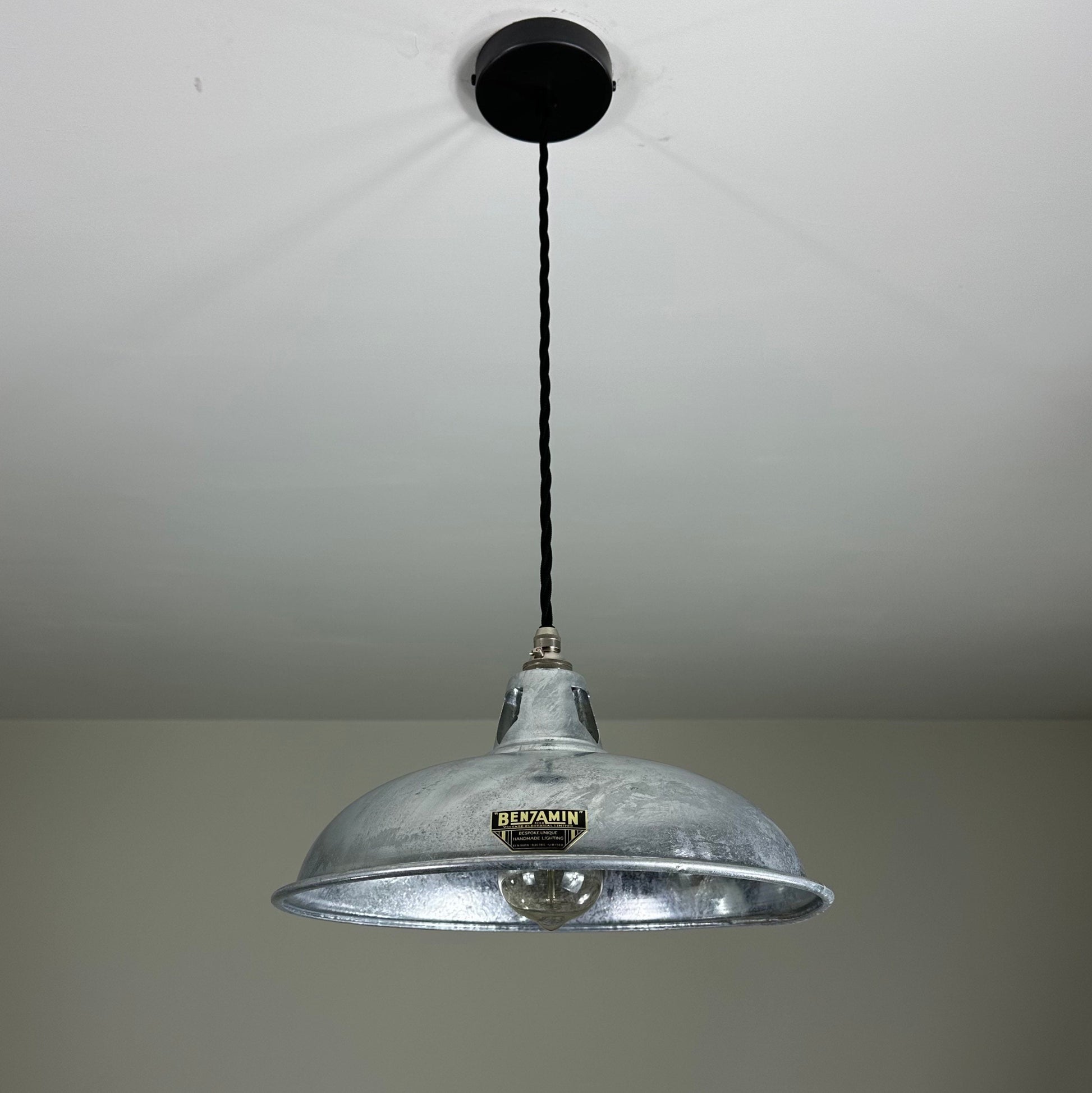 Sedgeford Coolie ~ Galvanised Solid SteeI Industrial Shade Pendant Set Light | Ceiling Dining Room | Kitchen Table | Vintage Filament Bulb