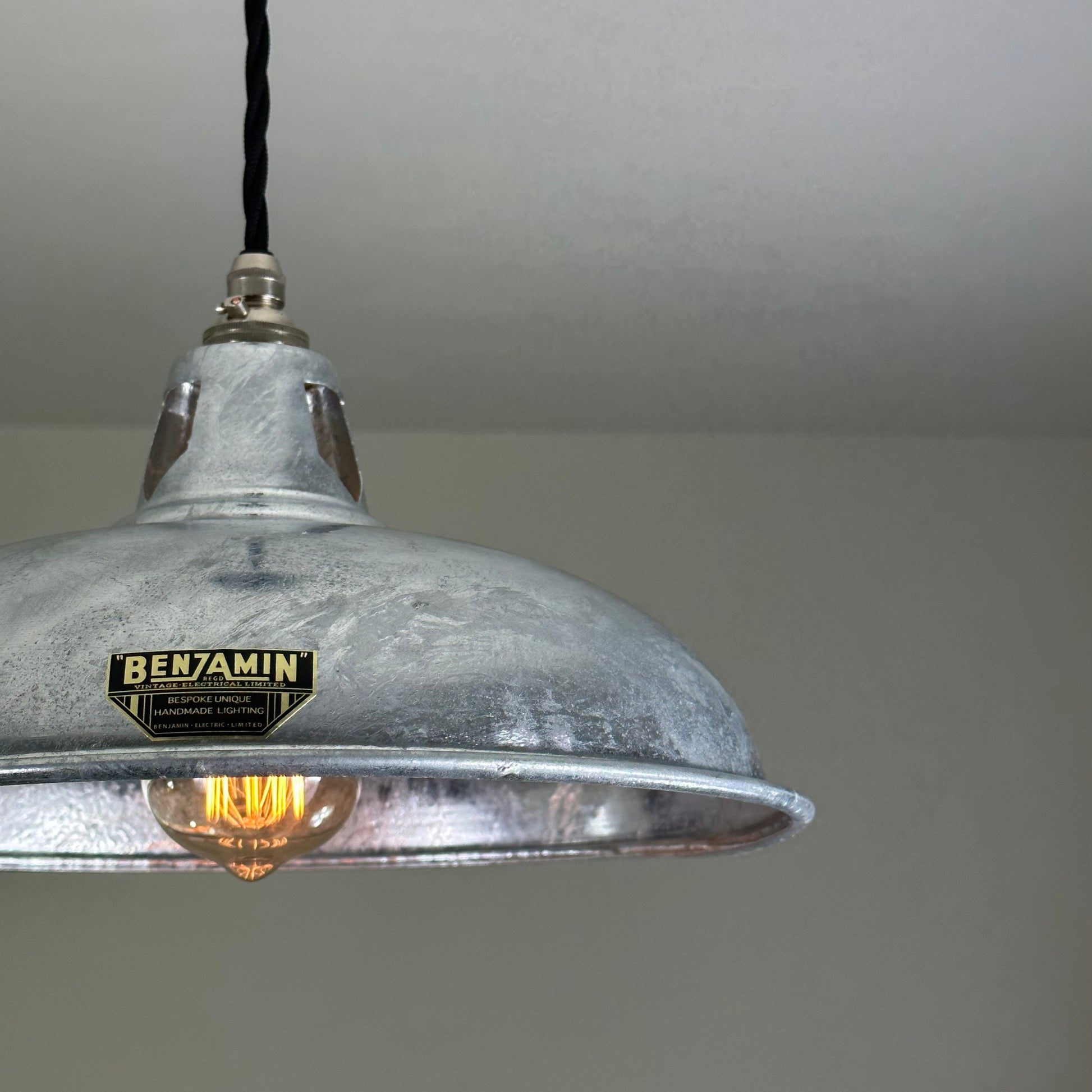 Sedgeford Coolie ~ Galvanised Solid SteeI Industrial Shade Pendant Set Light | Ceiling Dining Room | Kitchen Table | Vintage Filament Bulb