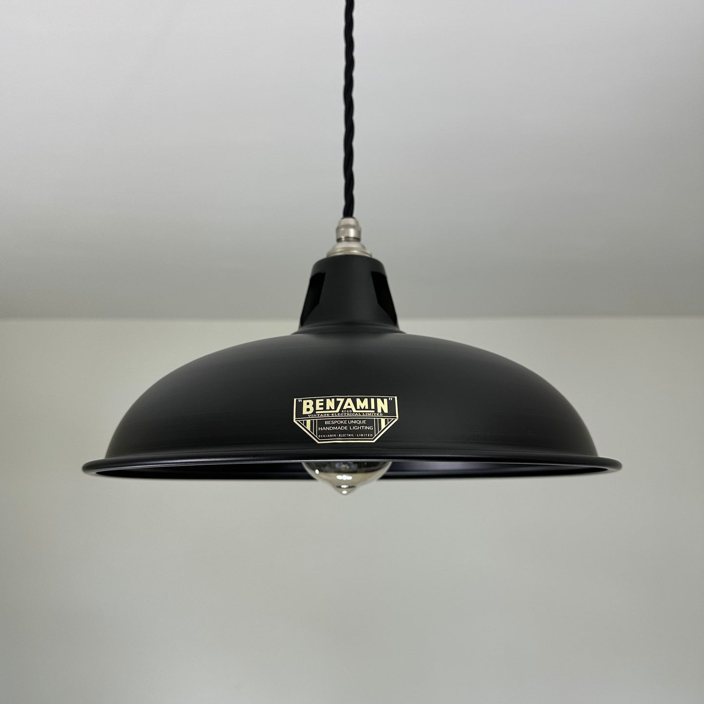 Sedgeford Coolie ~ Solid Steel Matt Black Industrial Shade Pendant Set Light | Ceiling Dining Room | Kitchen Table | Vintage