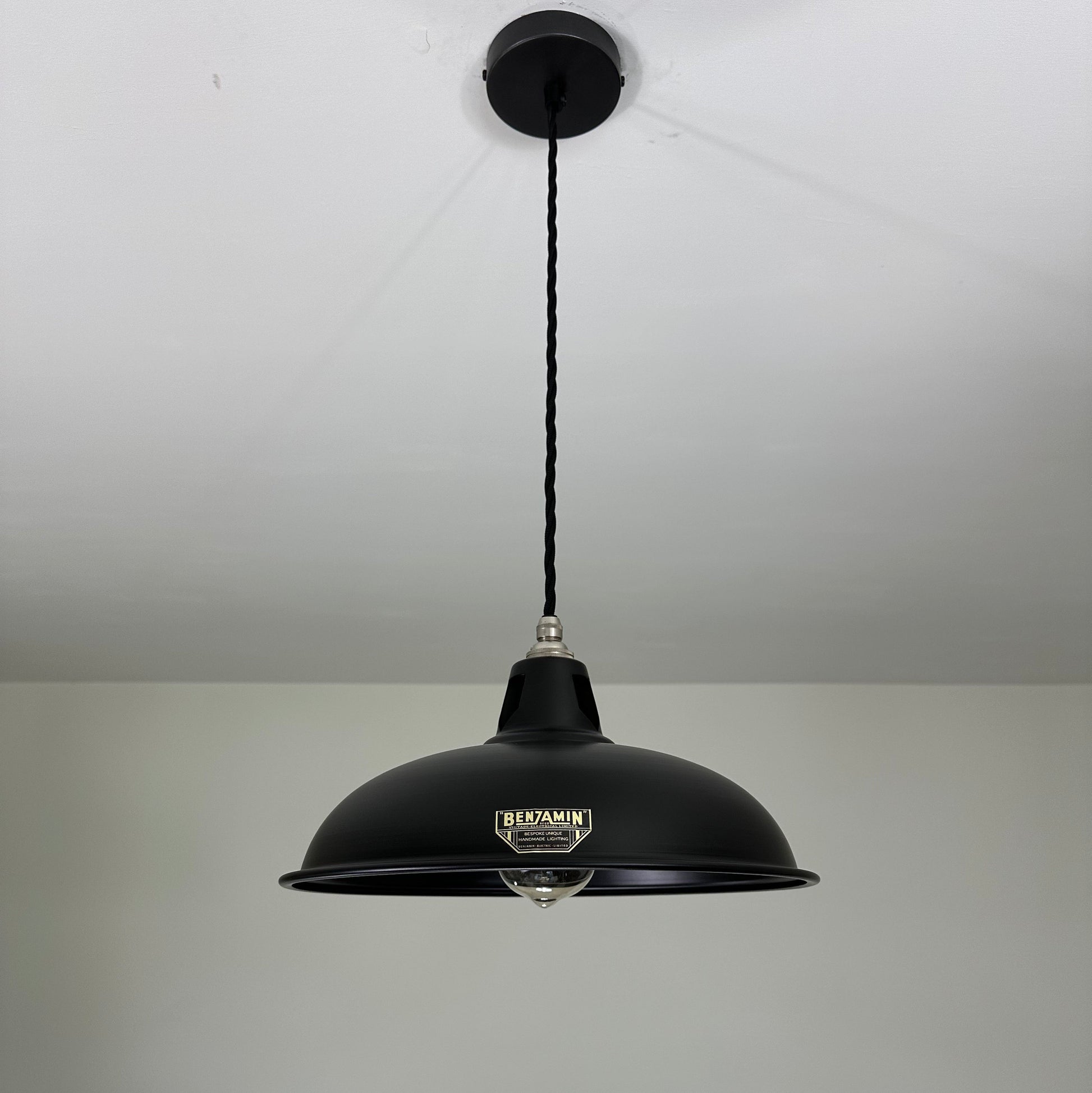 Sedgeford Coolie ~ Solid Steel Matt Black Industrial Shade Pendant Set Light | Ceiling Dining Room | Kitchen Table | Vintage