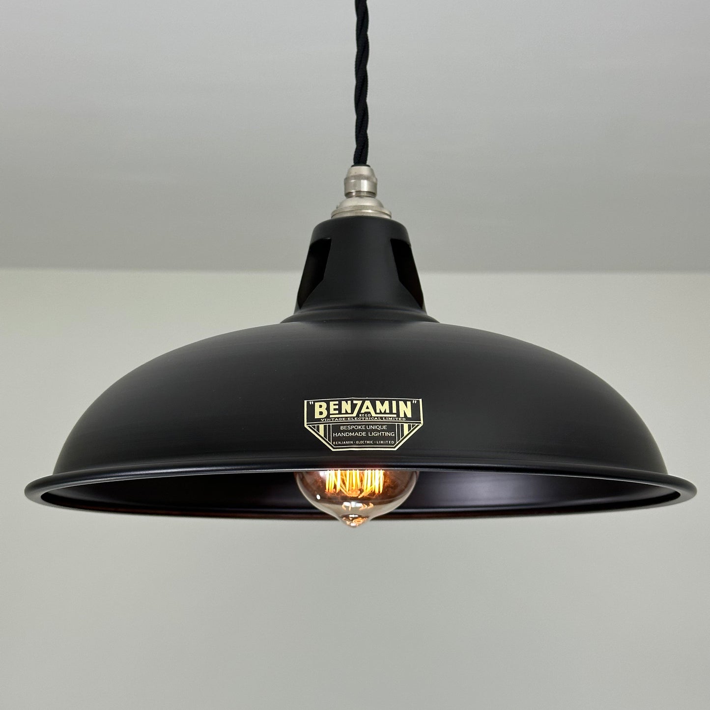 Sedgeford Coolie ~ Solid Steel Matt Black Industrial Shade Pendant Set Light | Ceiling Dining Room | Kitchen Table | Vintage