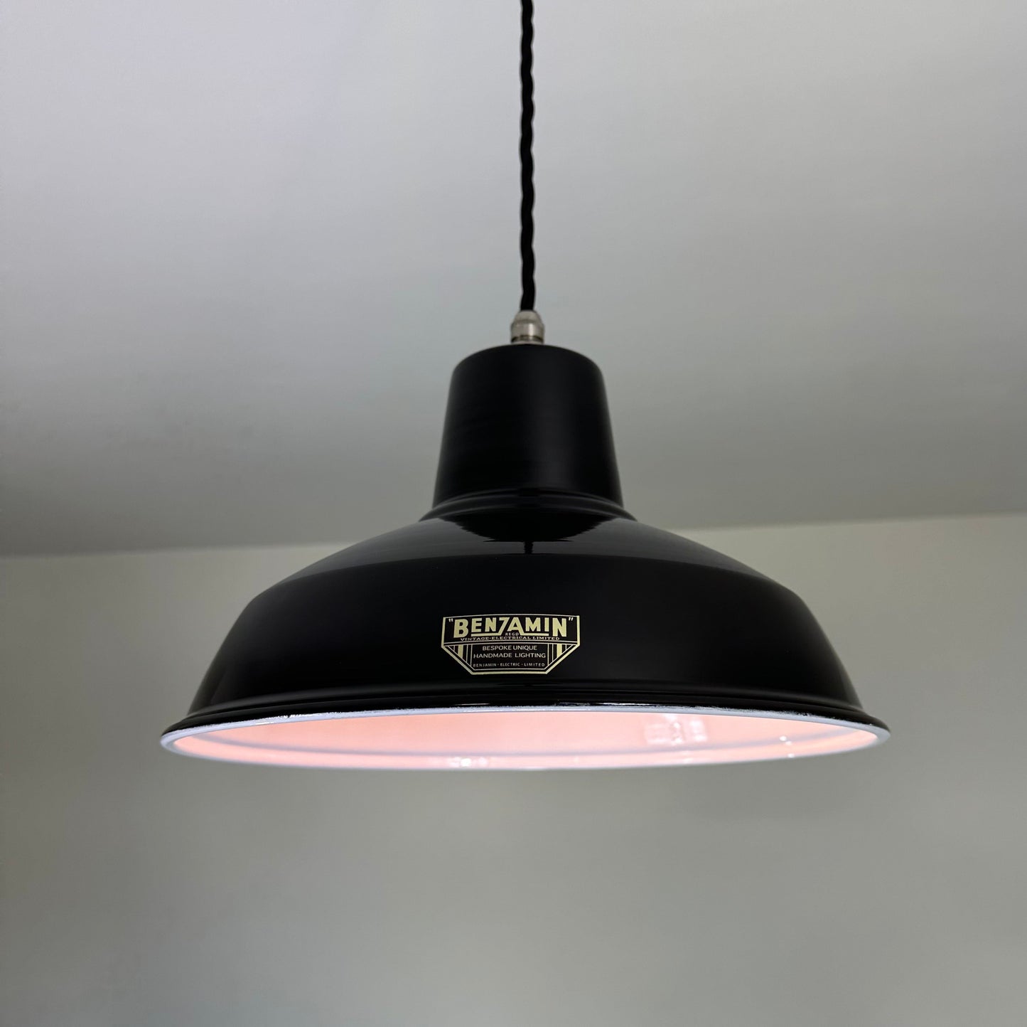Filby ~ Midnight Black Solid Shade Pendant Set Light | Ceiling Dining Room | Kitchen Table | Industrial Factory Vintage Bulb 12.5 Inch