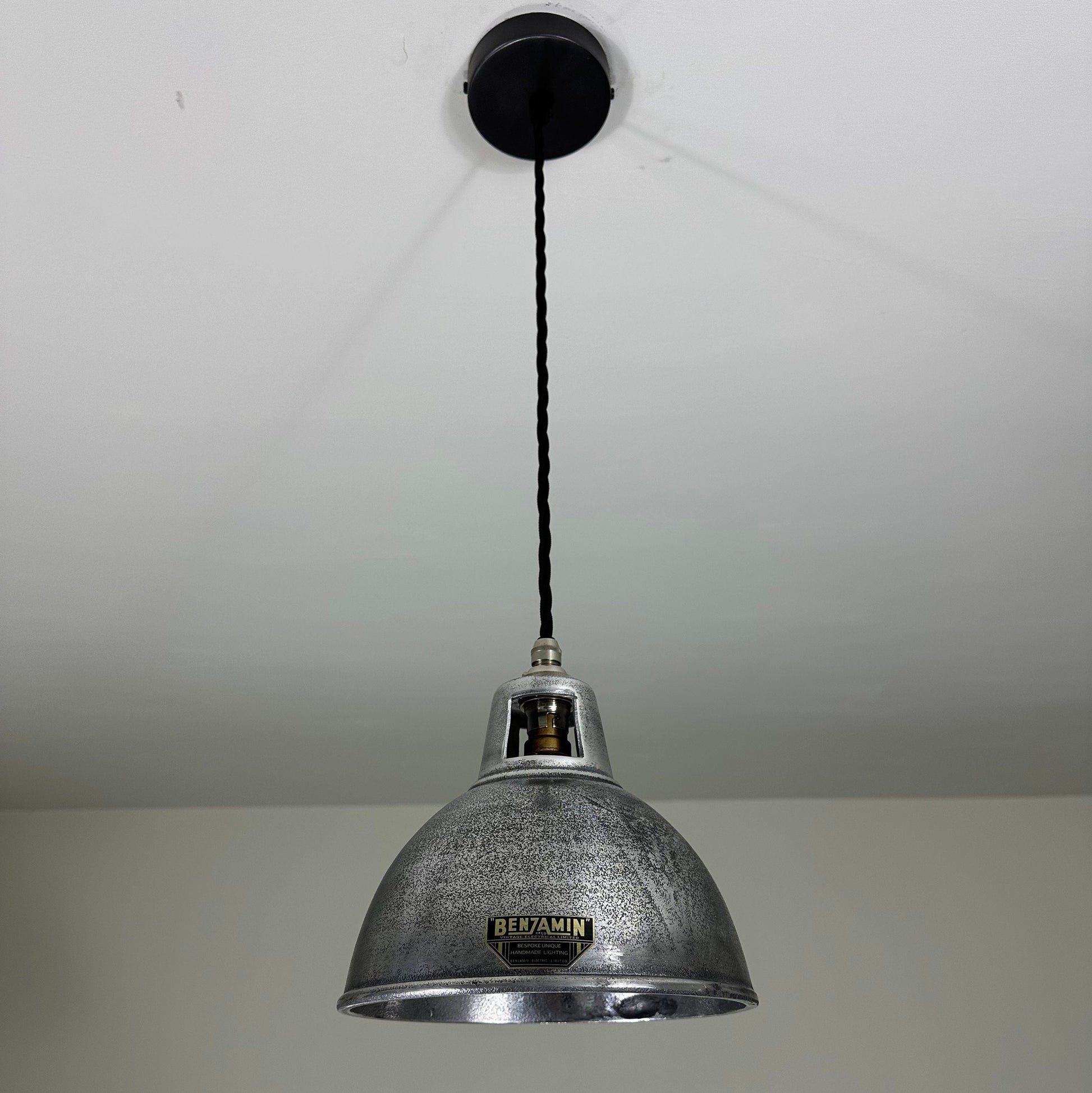 Shropham ~ Small Cast Solid Shade Design Pendant Set Light | Ceiling Dining Room | Kitchen Table | Vintage Industrial Pewter 8 Inch