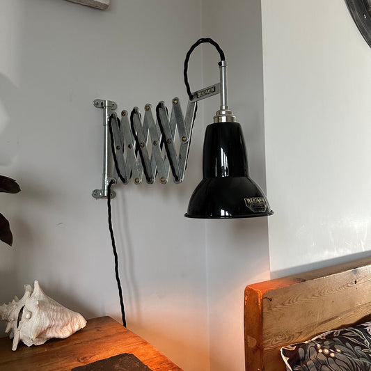 Alby Shade ~ Scissor Arm Solid Industrial Wall Light | Bedroom Reading Table | Kitchen Table | Vintage