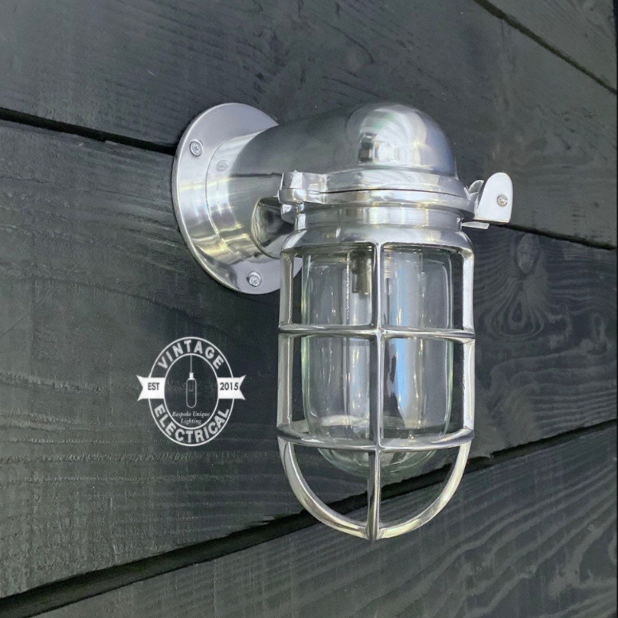 Happisburgh ~ Bulkhead Outdoor & Bathroom Wall Light | Solid Polished Aluminium | 10 Inch