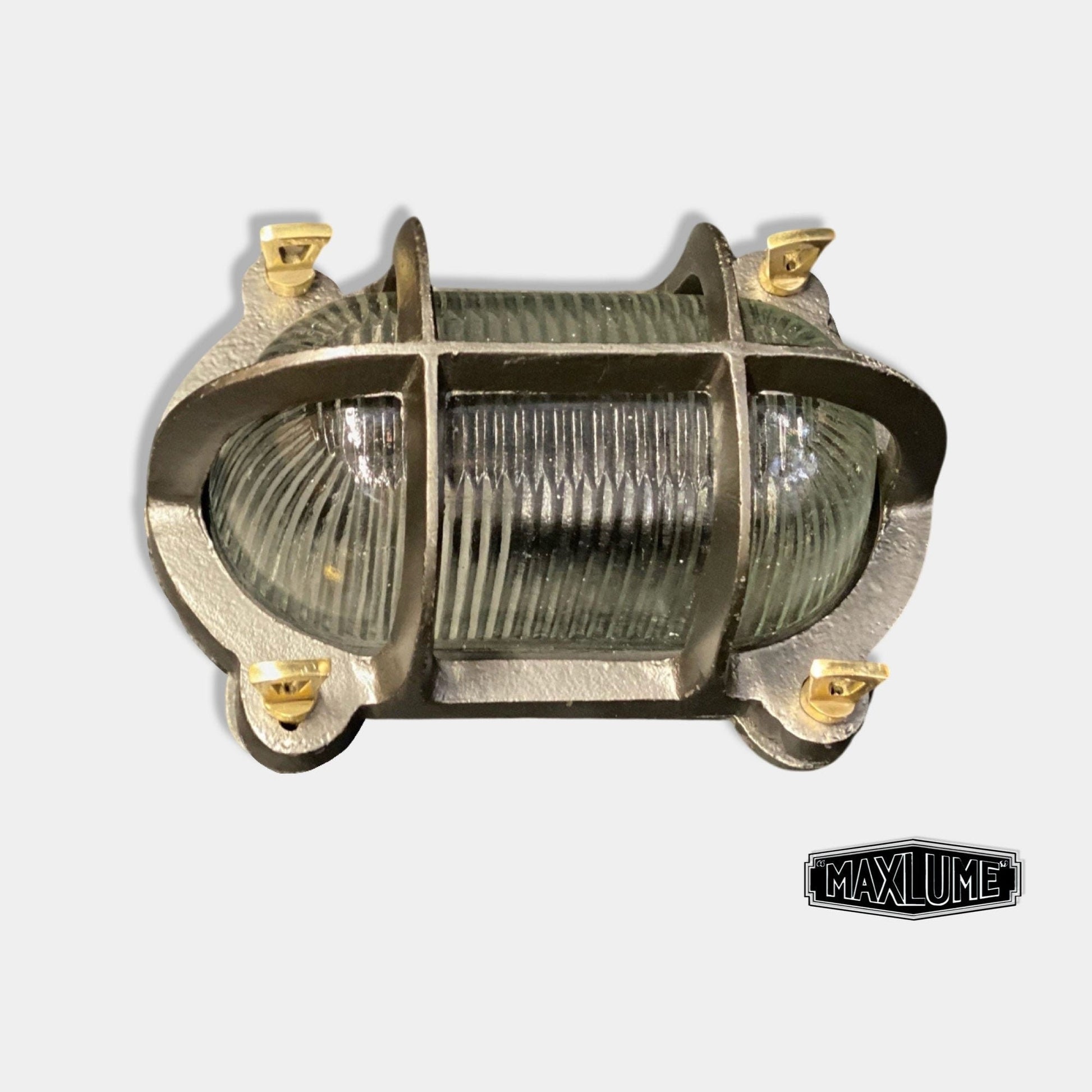 Walsingham ~ Solid Cast Iron Caged Bulkhead Industrial Wall Light | Ceiling Bathroom | Outdoor Garden | Vintage