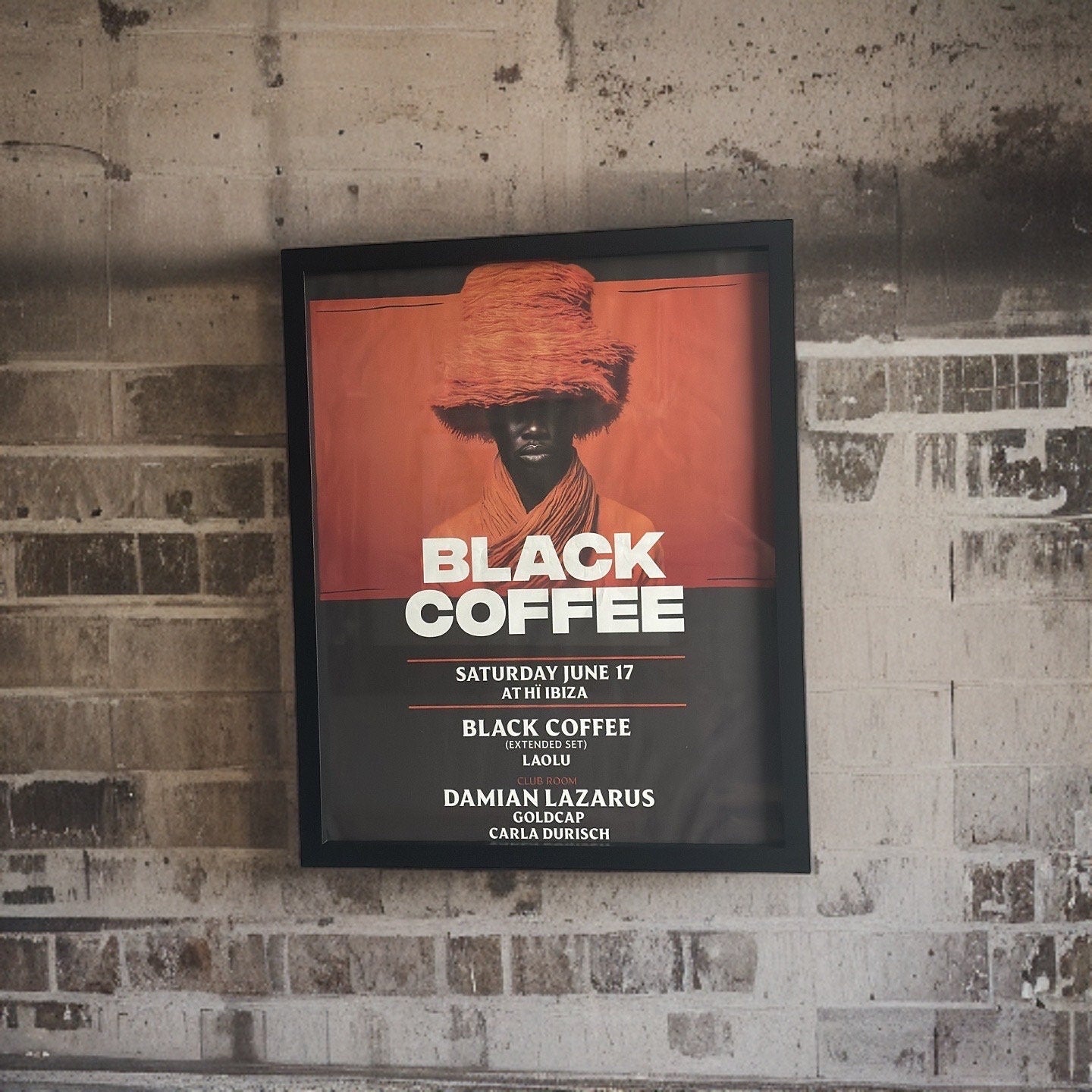 Black Coffee ~ Genuine Ibiza Framed Dj Artwork | Hi Ibiza | A3 Luxury Black Frame