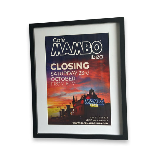 Café Mambo ~ Genuine Ibiza Framed Dj Artwork | Hi Ibiza | A3 Luxury Black Frame