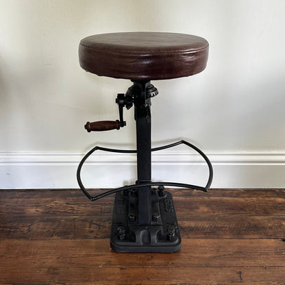 Maxlume ~ Industrial Solid Bar Stool Leather Base | Vintage Style | Solid Cast Metal | Floor Standing
