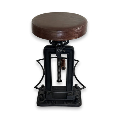 Maxlume ~ Industrial Solid Bar Stool Leather Base | Vintage Style | Solid Cast Metal | Floor Standing
