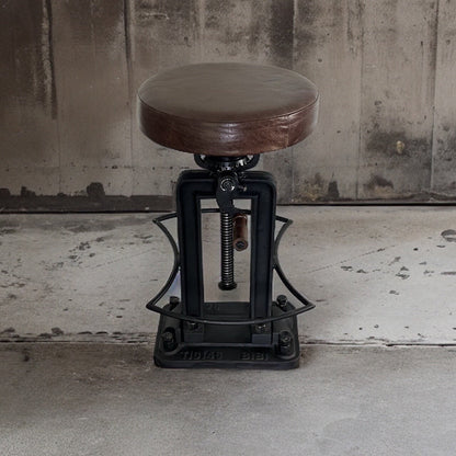 Maxlume ~ Industrial Solid Bar Stool Leather Base | Vintage Style | Solid Cast Metal | Floor Standing