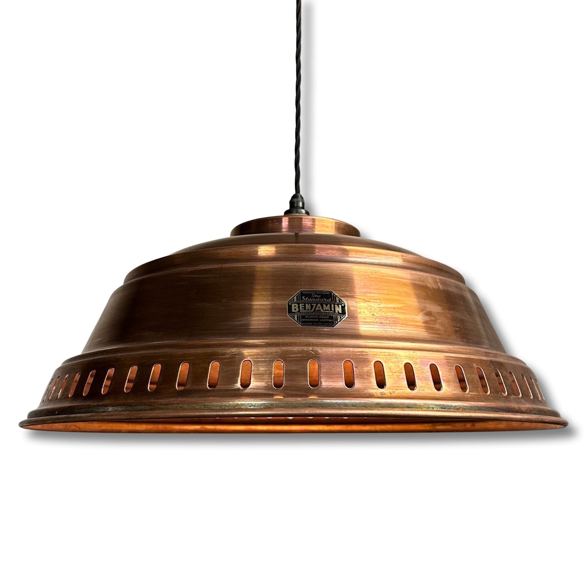 Drayton ~ Antique Copper Industrial factory shade light ceiling dining room kitchen table vintage edison filament lamps pendant 20 Inch