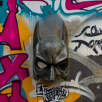 Wall Mount Solid Cast Iron Batman Superhero Knight Mask Dark Black Pewter Finish
