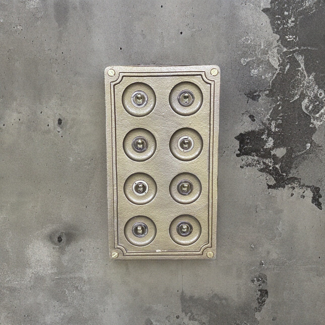 8 Gang 2 Way Bronze Solid Cast Metal Conduit Light Switch Industrial - BS EN Approved Vintage Crabtree 1950’s Style