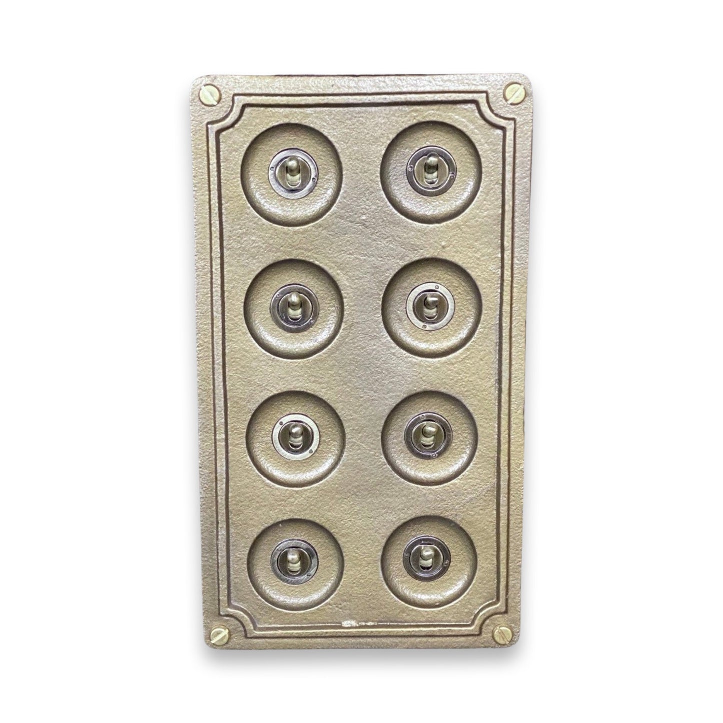 8 Gang 2 Way Bronze Solid Cast Metal Conduit Light Switch Industrial - BS EN Approved Vintage Crabtree 1950’s Style
