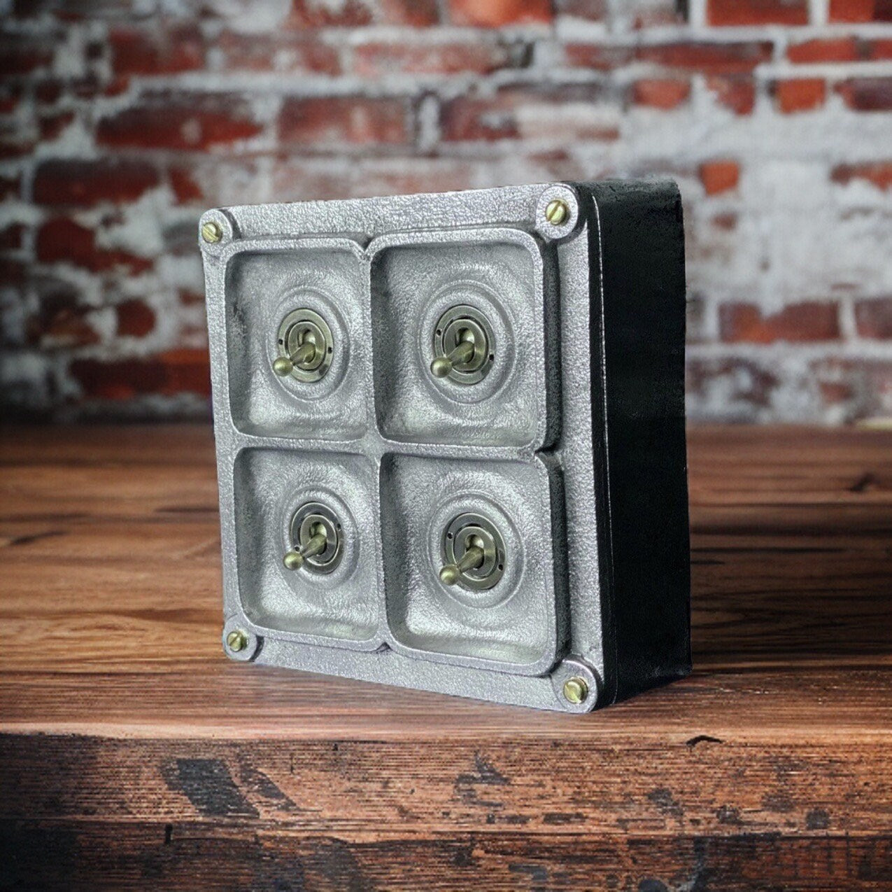 4 Gang 2 Way Solid Cast Metal Conduit Light Switch Industrial - BS EN Approved Vintage Crabtree 1950’s Style