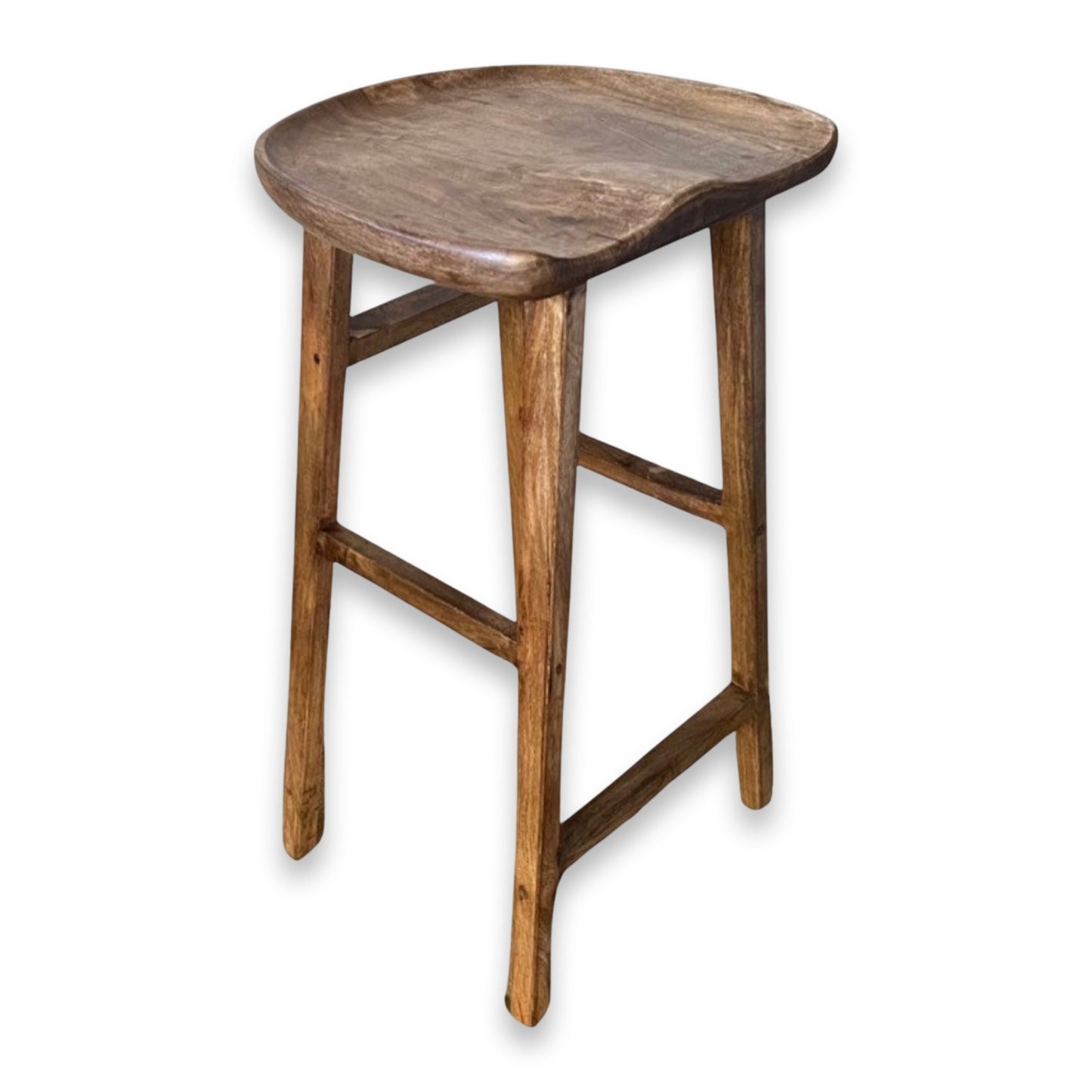 Solid Mango Wooden Top Bar Stool | Vintage Style | | Floor Standing | Kitchen | Industrial Tractor Seat
