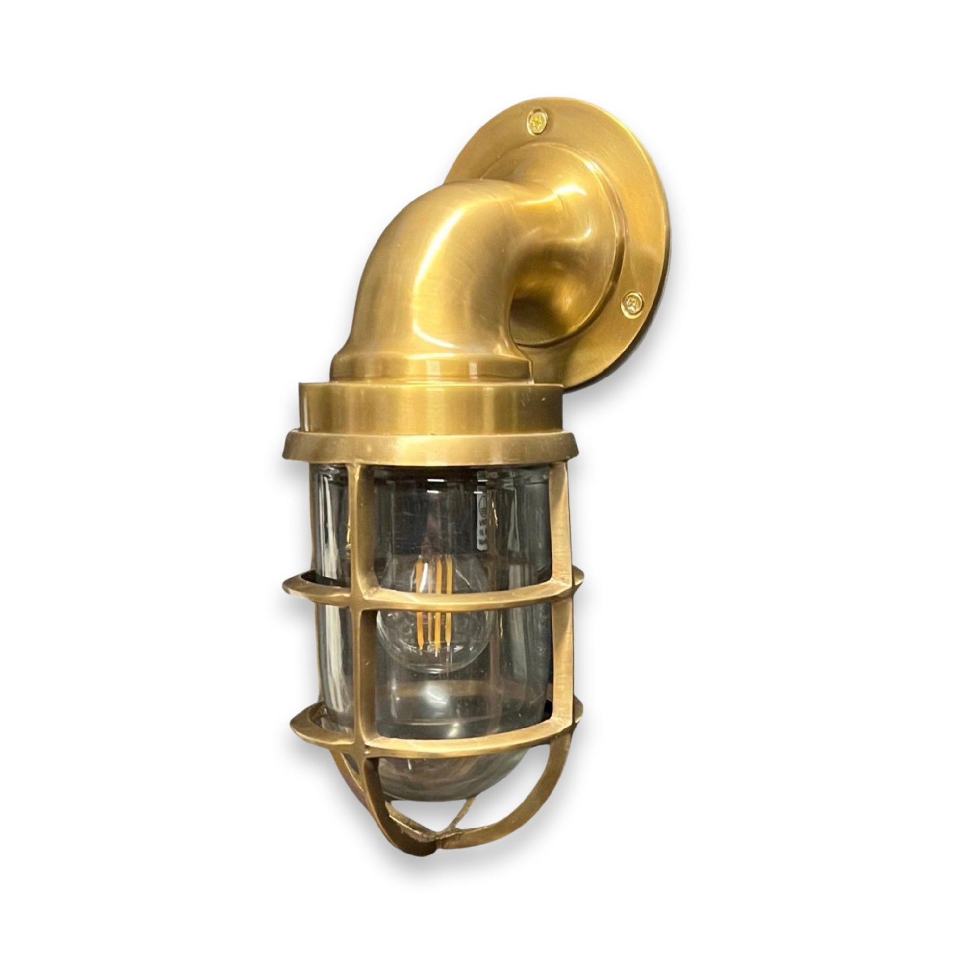 Beachamwell ~ Bulkhead Outdoor & Bathroom Sconce Wall Light | Solid Antique Brass | 10.5 Inch