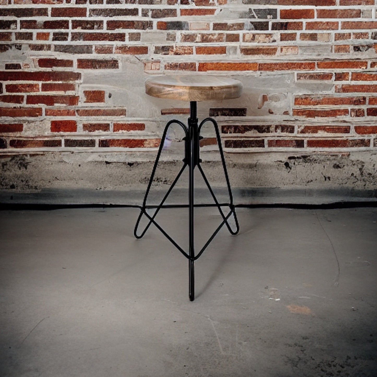 Maxlume ~ Industrial Solid Bar Stool Wood Base | Vintage Style | Solid Steel Metal | Floor Standing