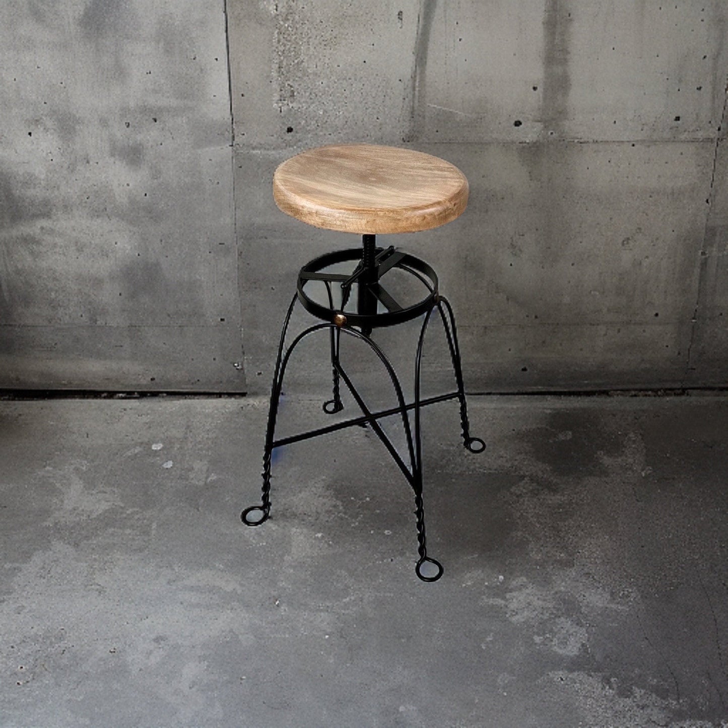 Maxlume ~ Industrial Solid Bar Stool Leather Base | Vintage Style | Cast Metal | Floor Standing