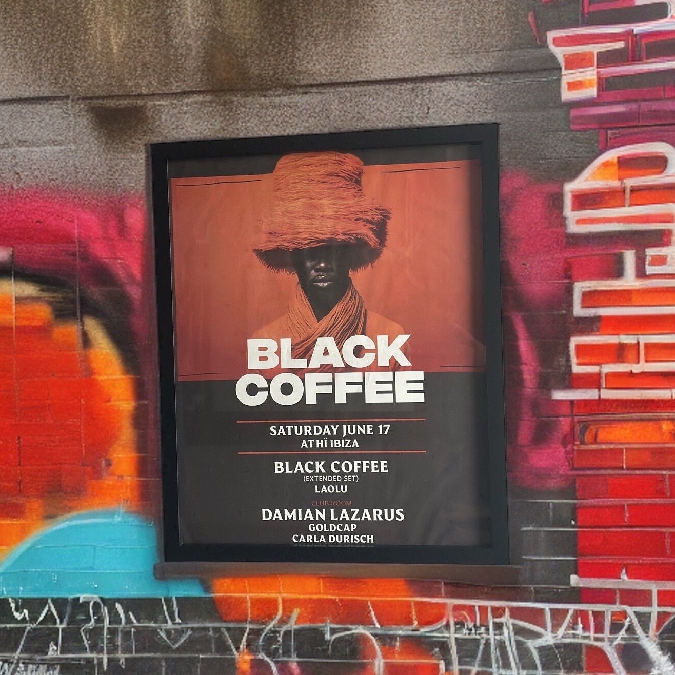 Black Coffee ~ Genuine Ibiza Framed Dj Artwork | Hi Ibiza | A3 Luxury Black Frame