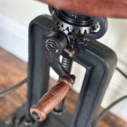 Maxlume ~ Industrial Solid Bar Stool Leather Base | Vintage Style | Solid Cast Metal | Floor Standing