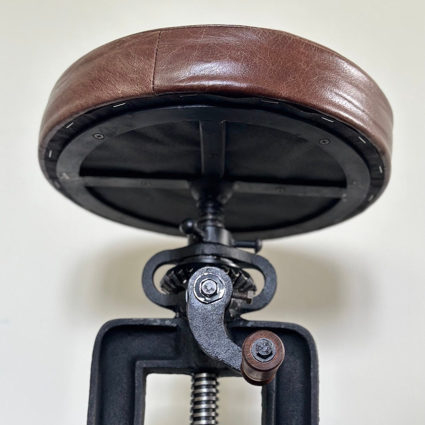 Maxlume ~ Industrial Solid Bar Stool Leather Base | Vintage Style | Solid Cast Metal | Floor Standing