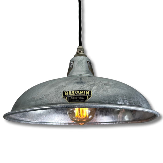 Sedgeford Coolie ~ Galvanised Solid SteeI Industrial Shade Pendant Set Light | Ceiling Dining Room | Kitchen Table | Vintage Filament Bulb