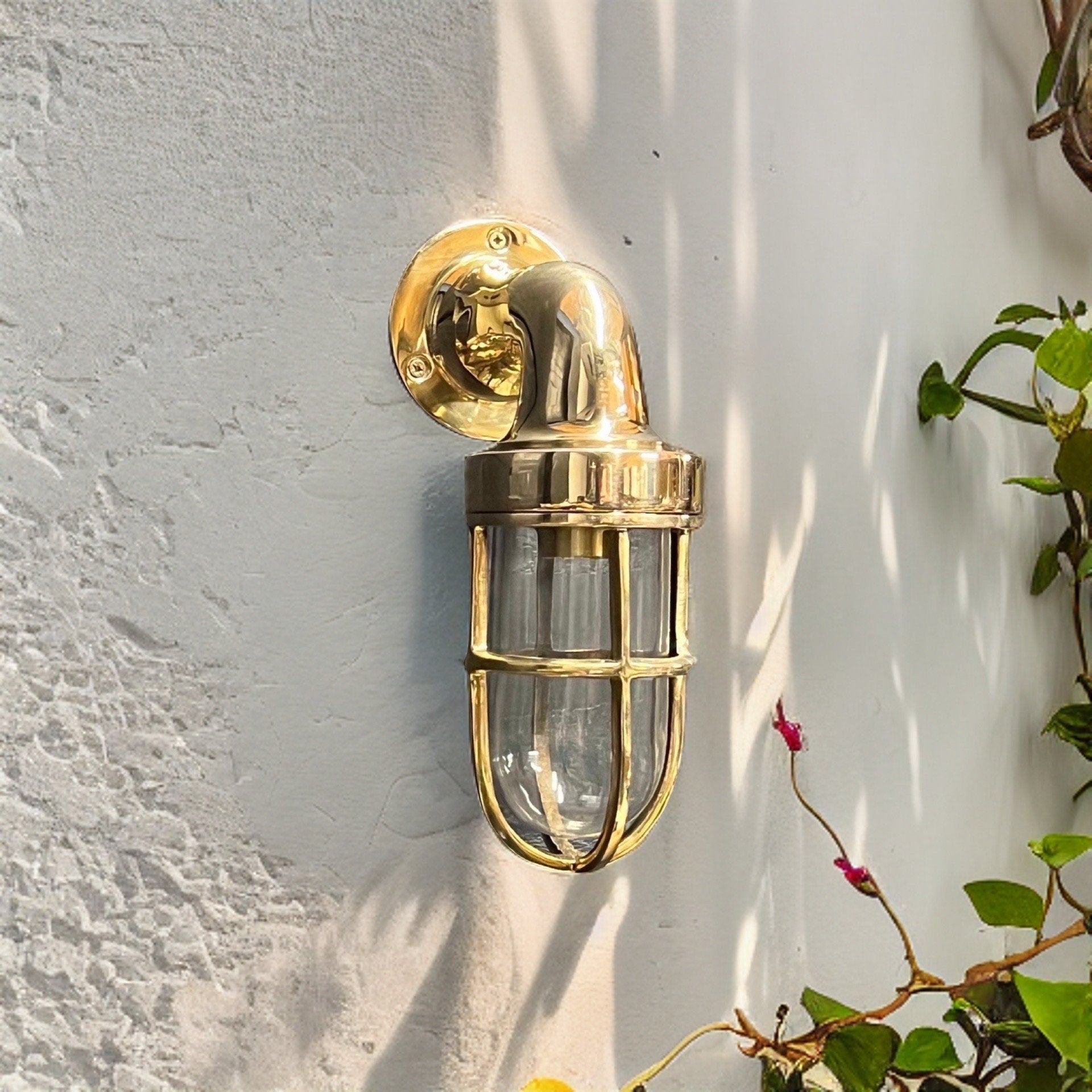 Shingham - Bulkhead Outdoor & Bathroom Wall Light Solid Brass | 8 Inch
