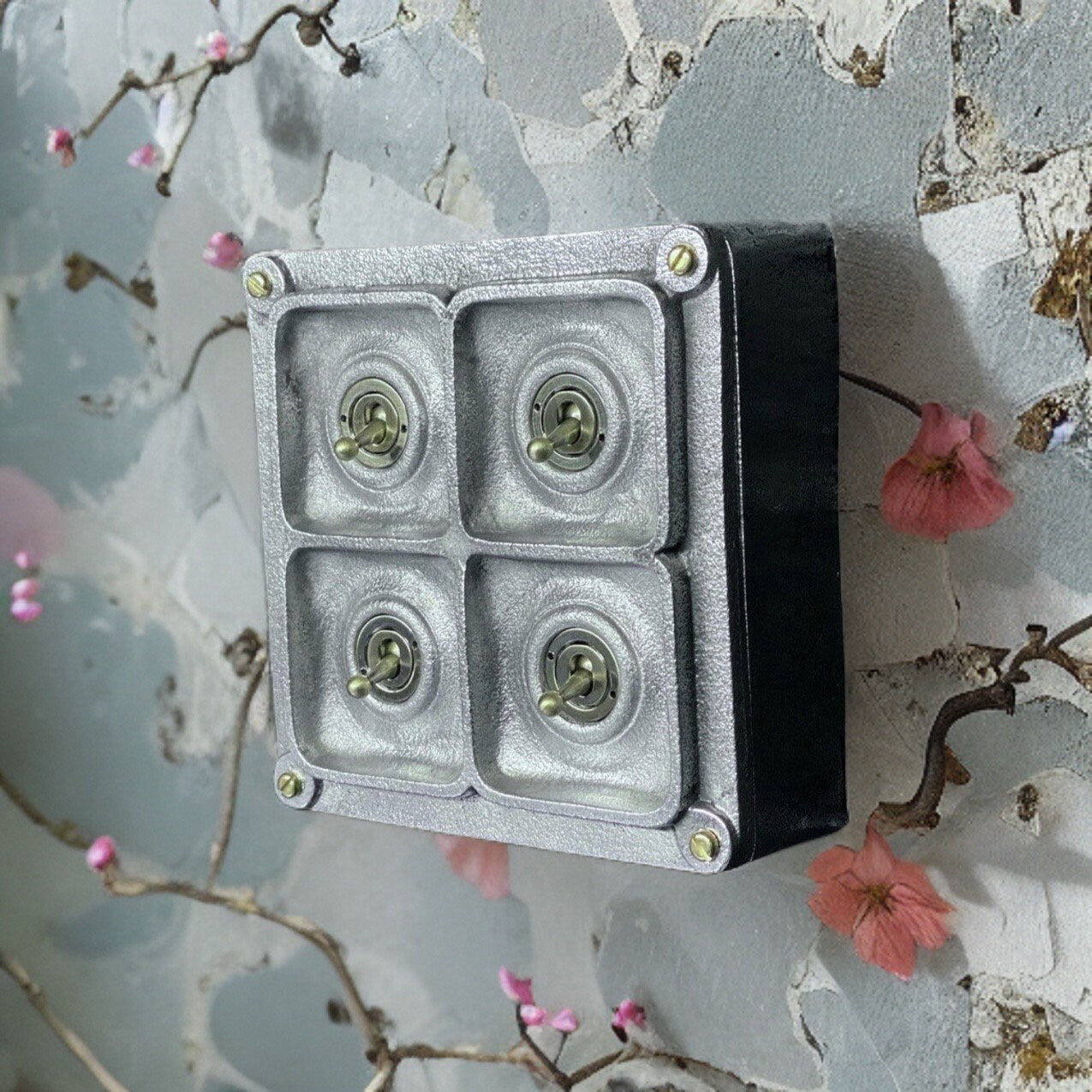 4 Gang 2 Way Solid Cast Metal Conduit Light Switch Industrial - BS EN Approved Vintage Crabtree 1950’s Style