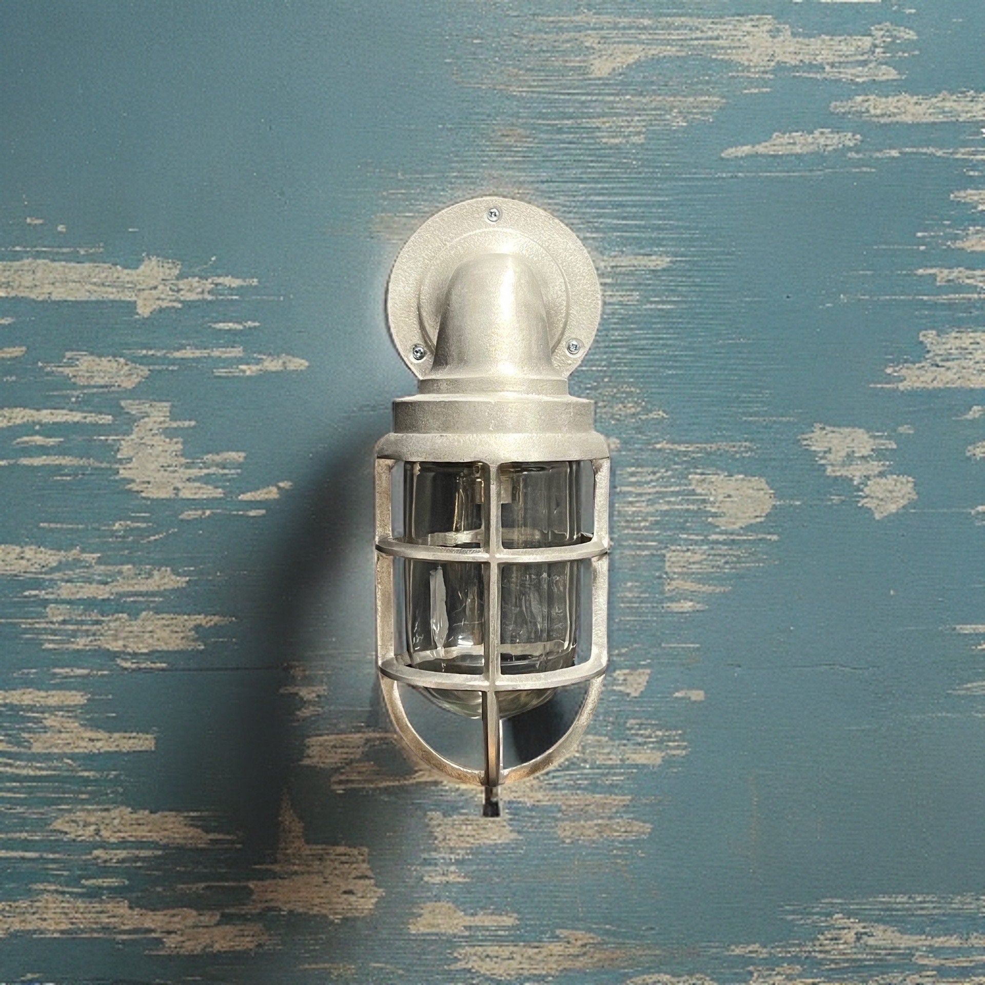 Beachamwell ~ Bulkhead Outdoor & Bathroom Sconce Wall Light | Raw Cast Pewter | 10.5 Inch