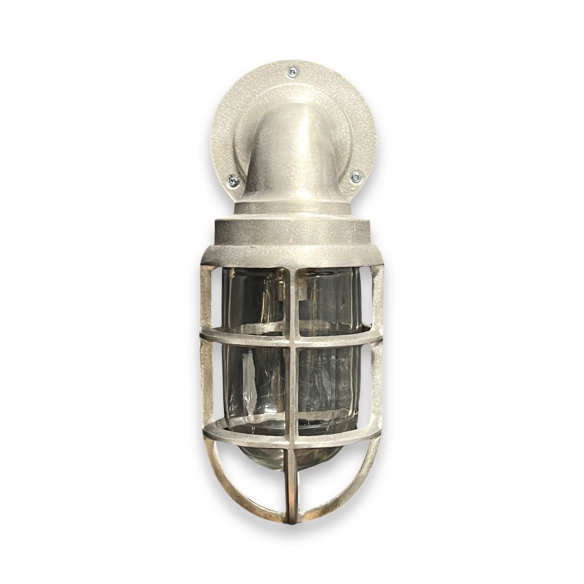 Beachamwell ~ Bulkhead Outdoor & Bathroom Sconce Wall Light | Raw Cast Pewter | 10.5 Inch