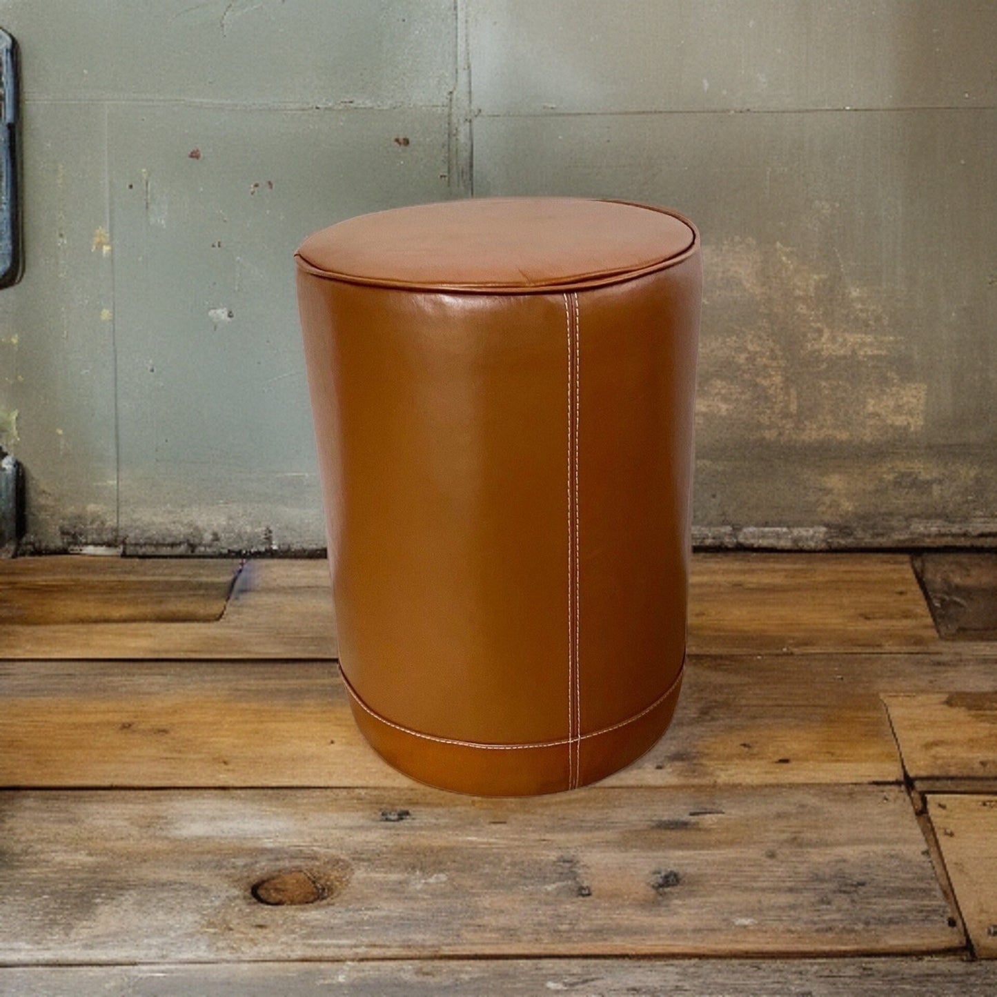 Maxlume ~ Leather Pouf | Solid Base Genuine Leather | Vintage Style | Floor Standing | Man Cave Foot Stool