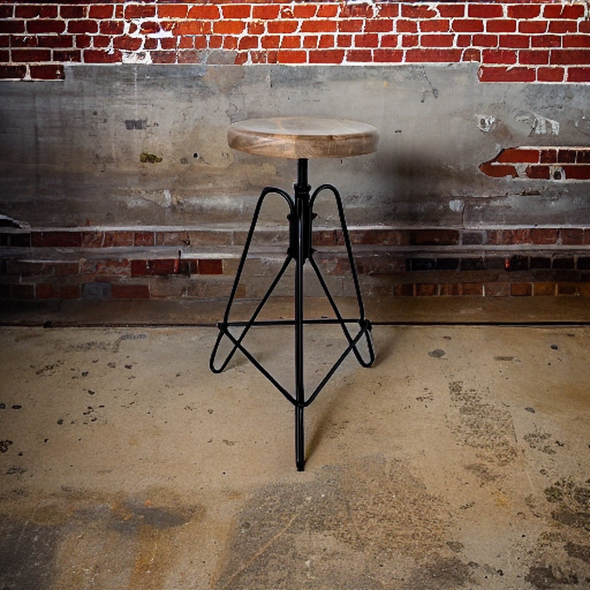 Maxlume ~ Industrial Solid Bar Stool Wood Base | Vintage Style | Solid Steel Metal | Floor Standing