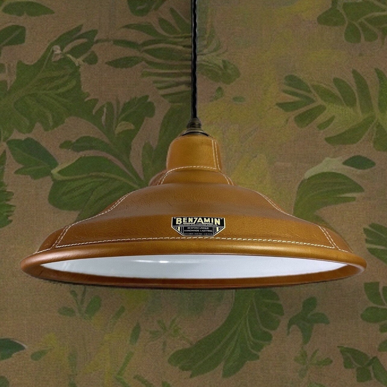 Bawsey ~ Genuine Leather Lampshade Pendant Ceiling Light ~ 16 Inch
